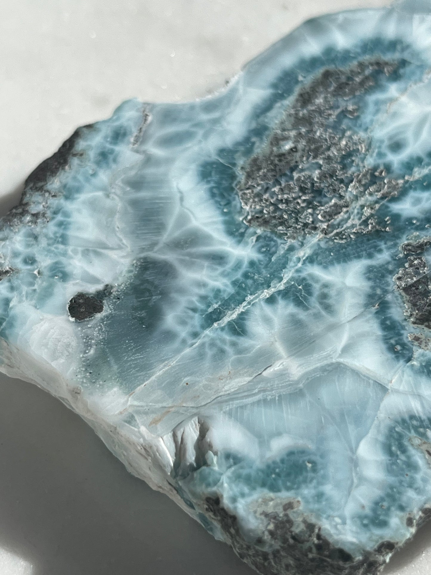 Larimar Semi Polished Slab w/Raw Edge #2
