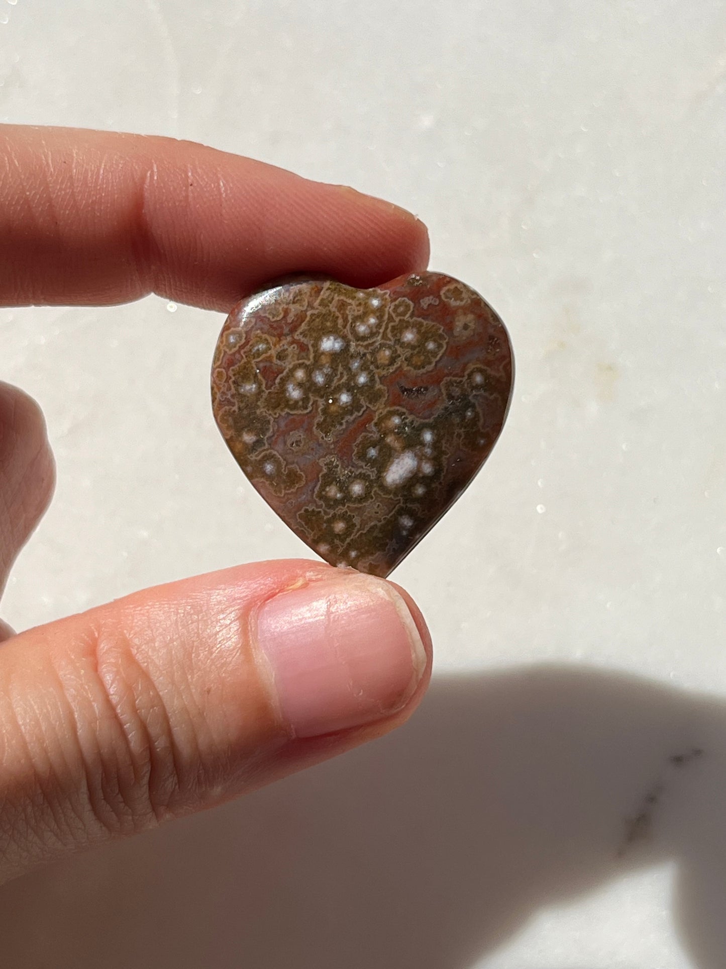 Orbicular Jasper Heart Carving (You Choose)