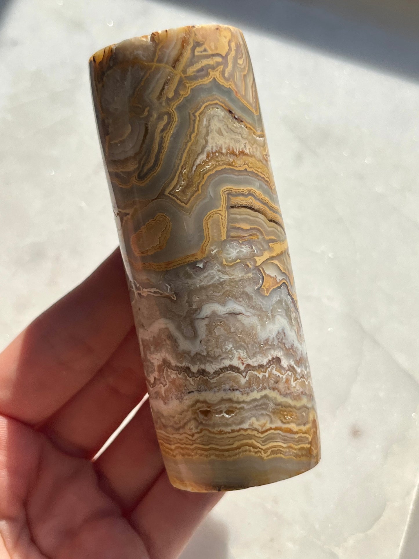 Indonesian Golden Crazy Lace Agate Cylinder Core #2