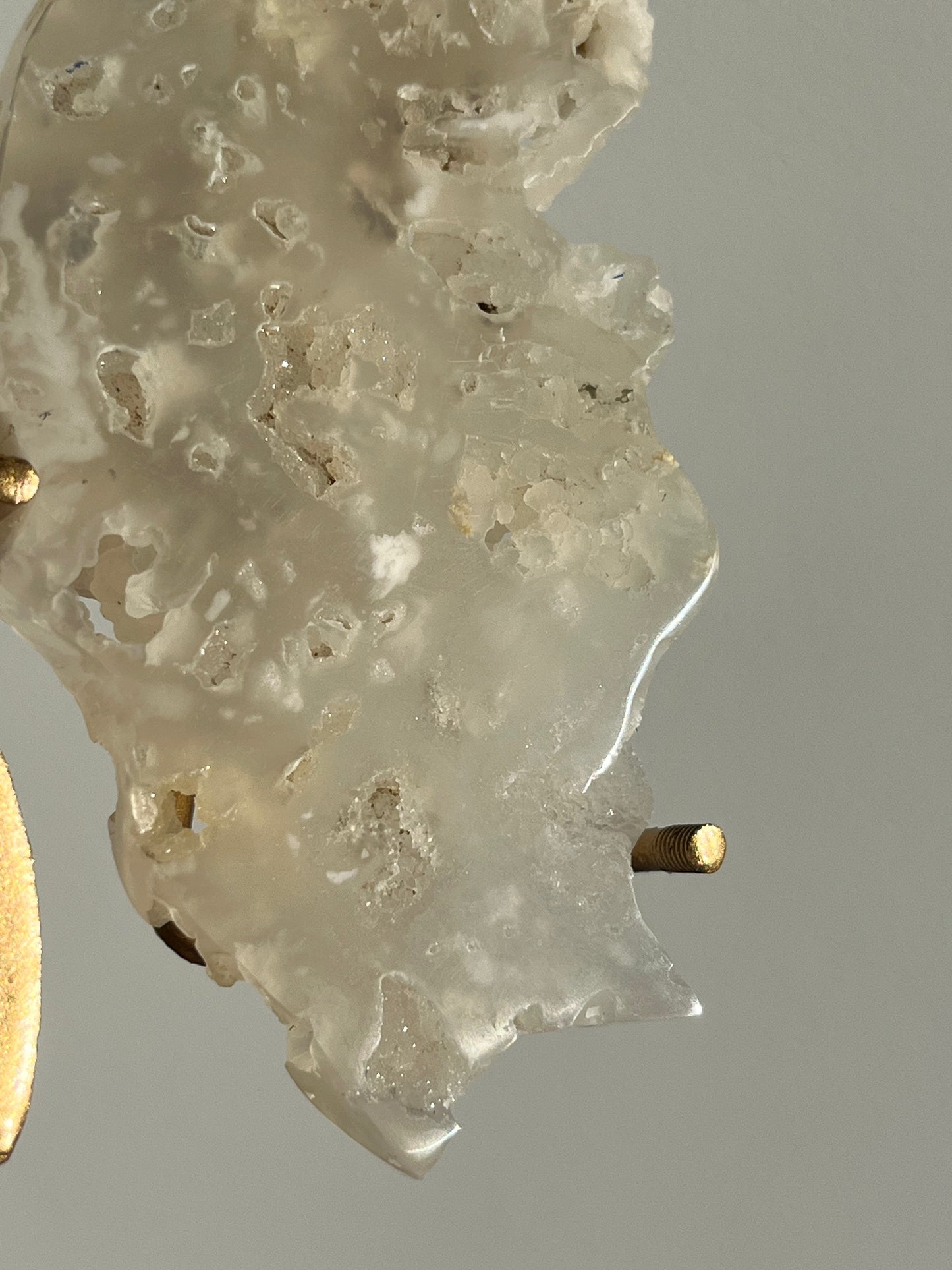 Druzy Flower Agate Butterfly Wings on Gold Stand A