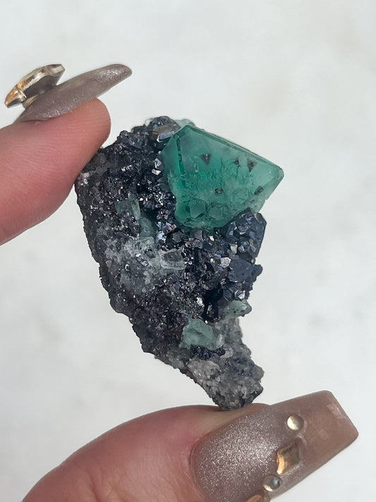 Peruvian Green Fluorite with Pyrite, Sphalerite & Galena #16