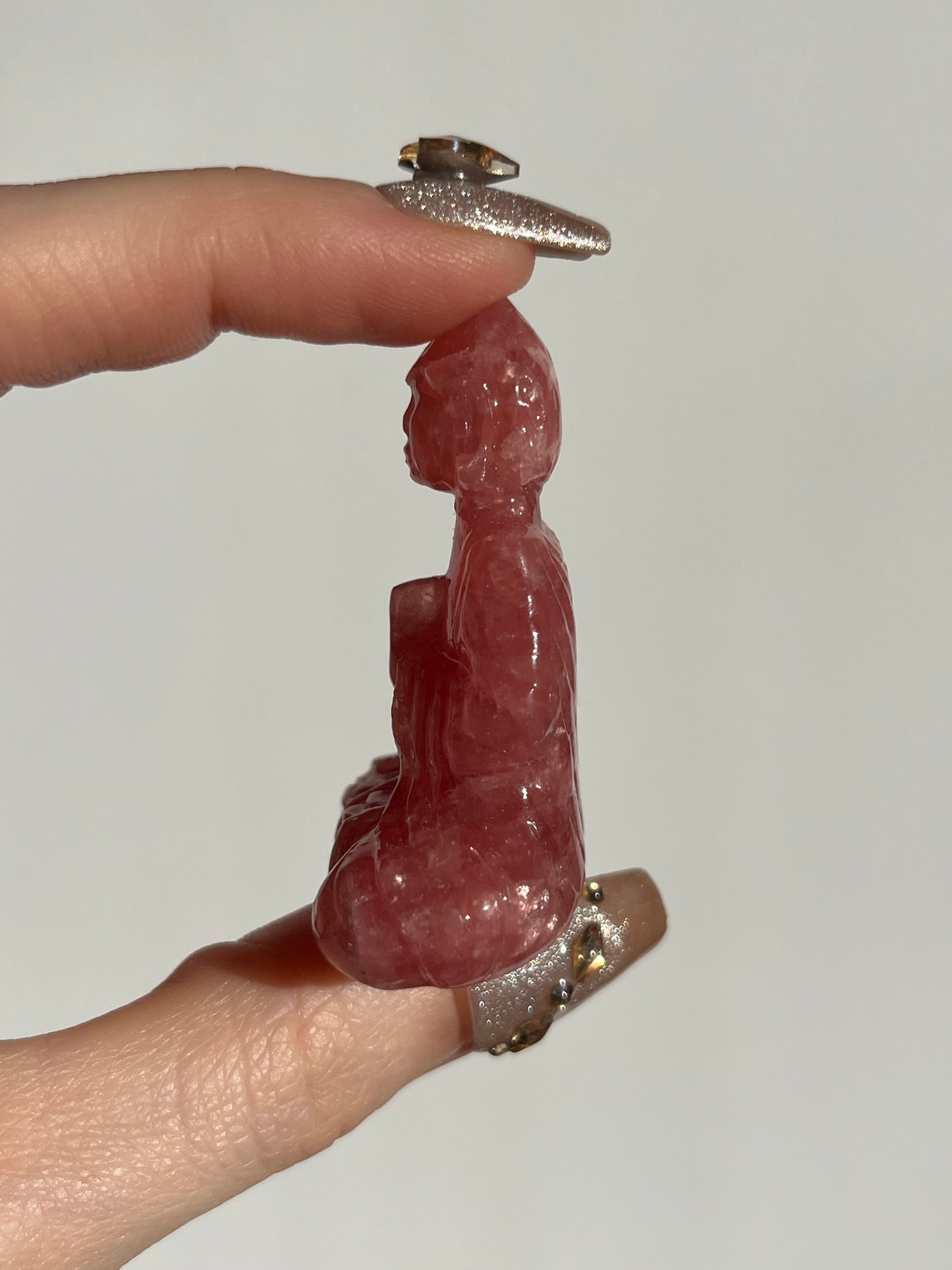 Gemmy Rhodochrosite Buddha Carving