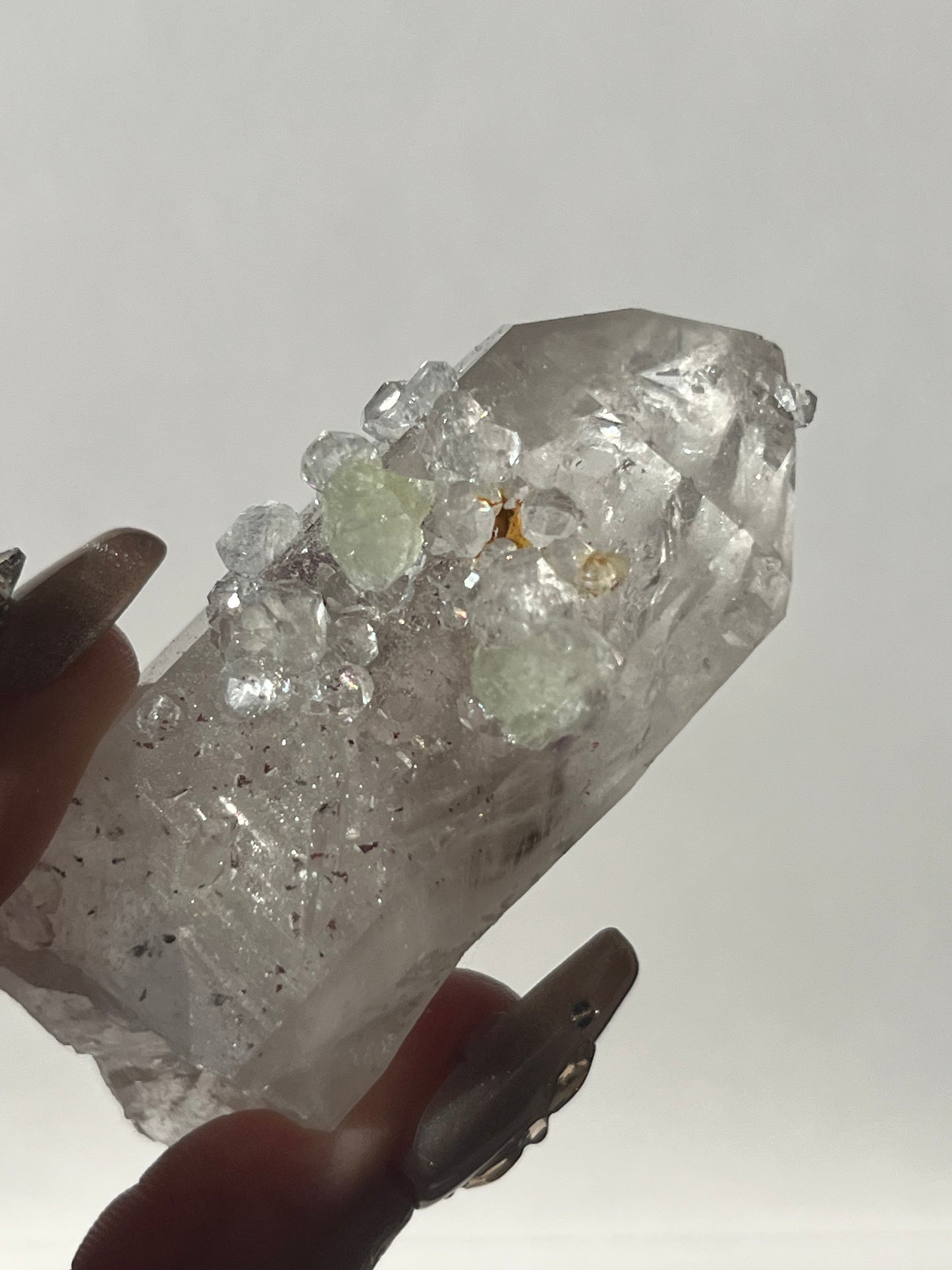 Quartz with Analcime & Prehnite Coating Specimen E