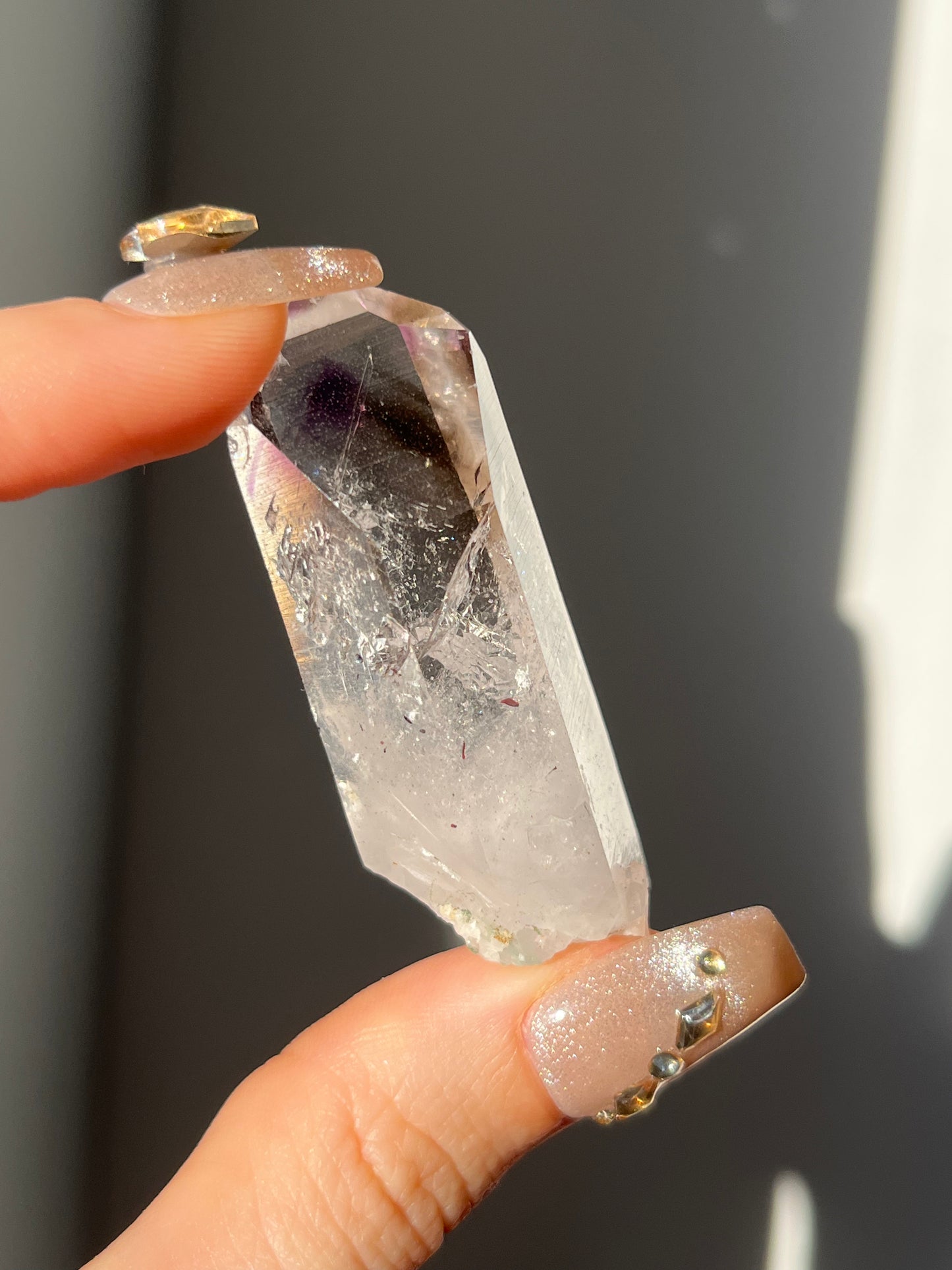 Goboboseb Phantom Smokey Amethyst with Large Moving Enhydro C