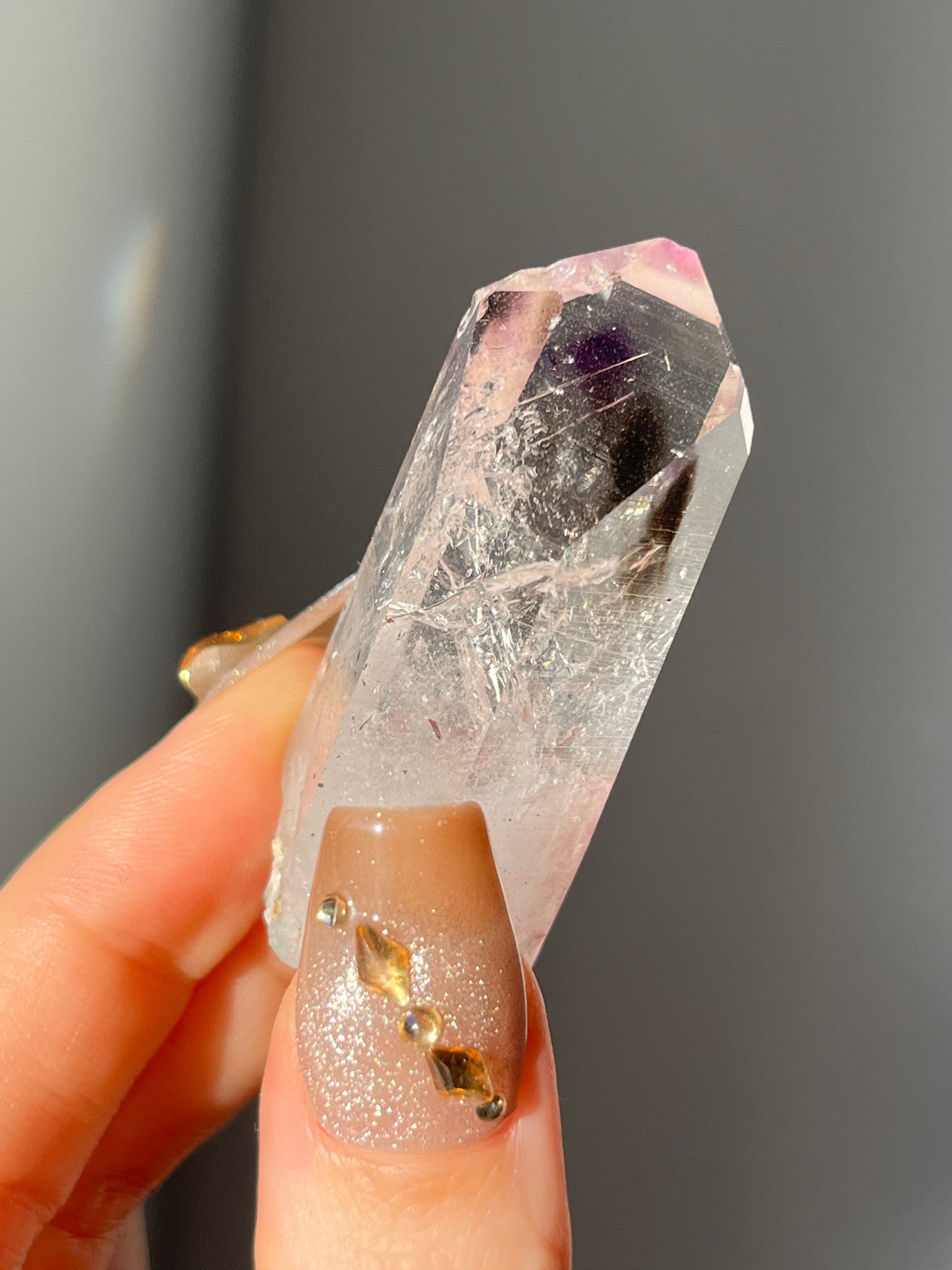 Goboboseb Phantom Smokey Amethyst with Large Moving Enhydro C