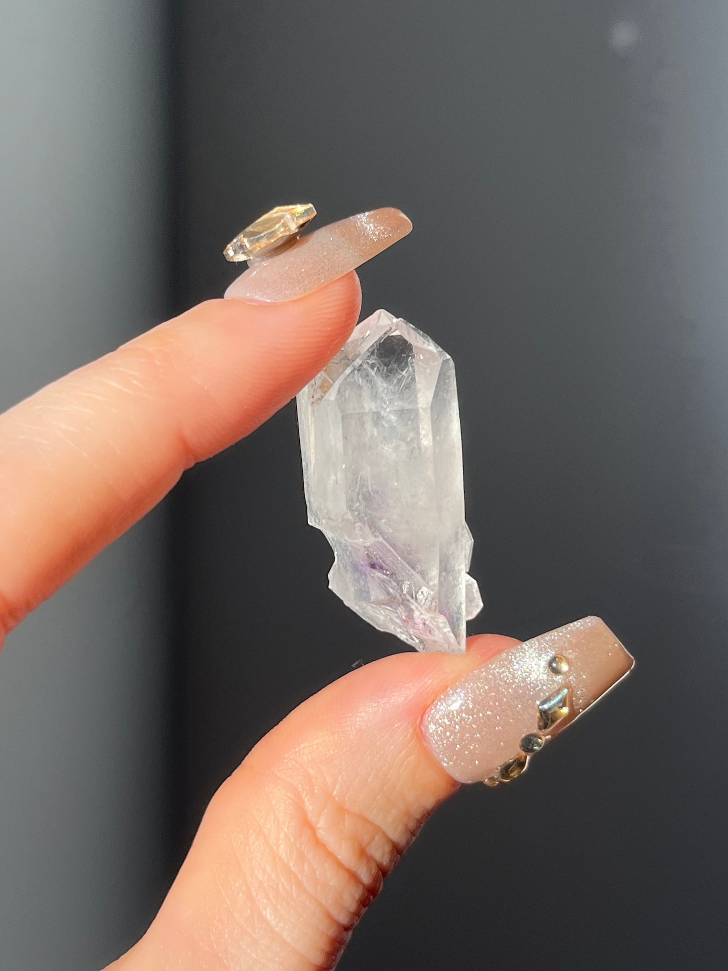 Goboboseb Amethyst Quartz Point with Prehnite and Analcime L