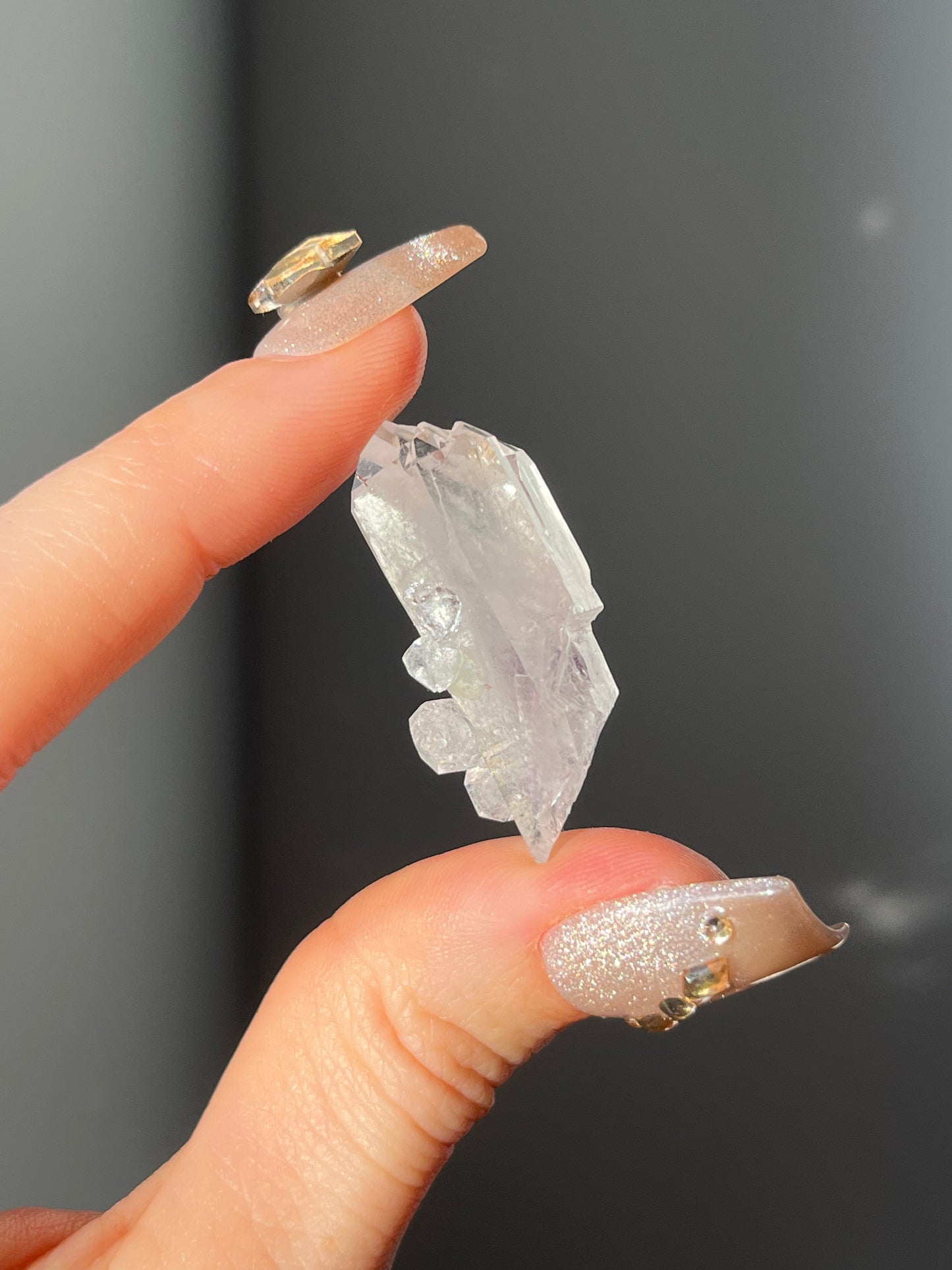 Goboboseb Amethyst Quartz Point with Prehnite and Analcime L