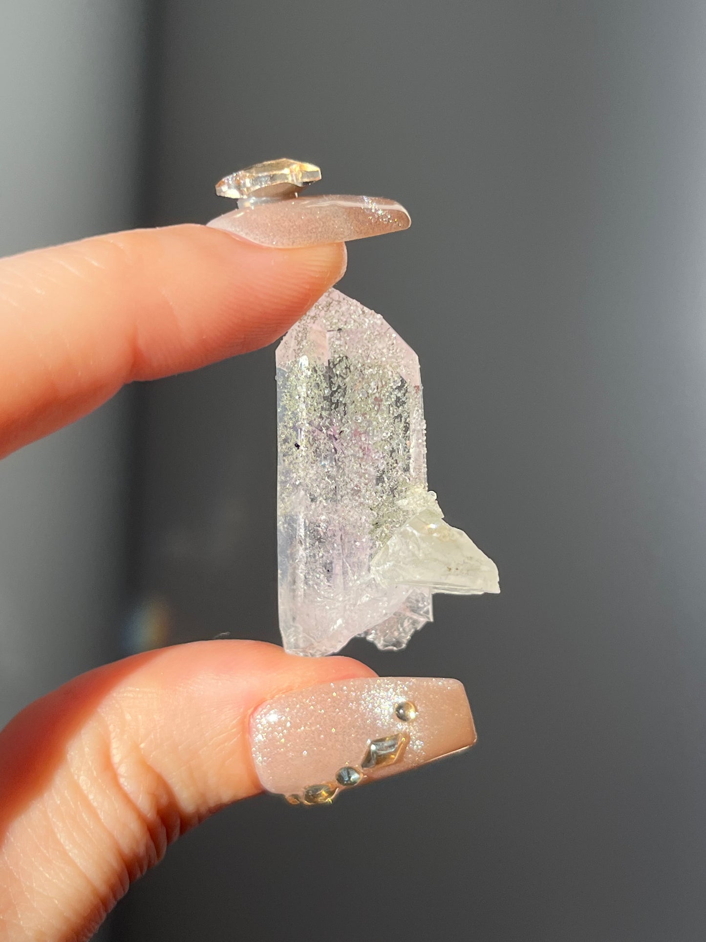 Goboboseb Amethyst Point with Analcime and Calcite N