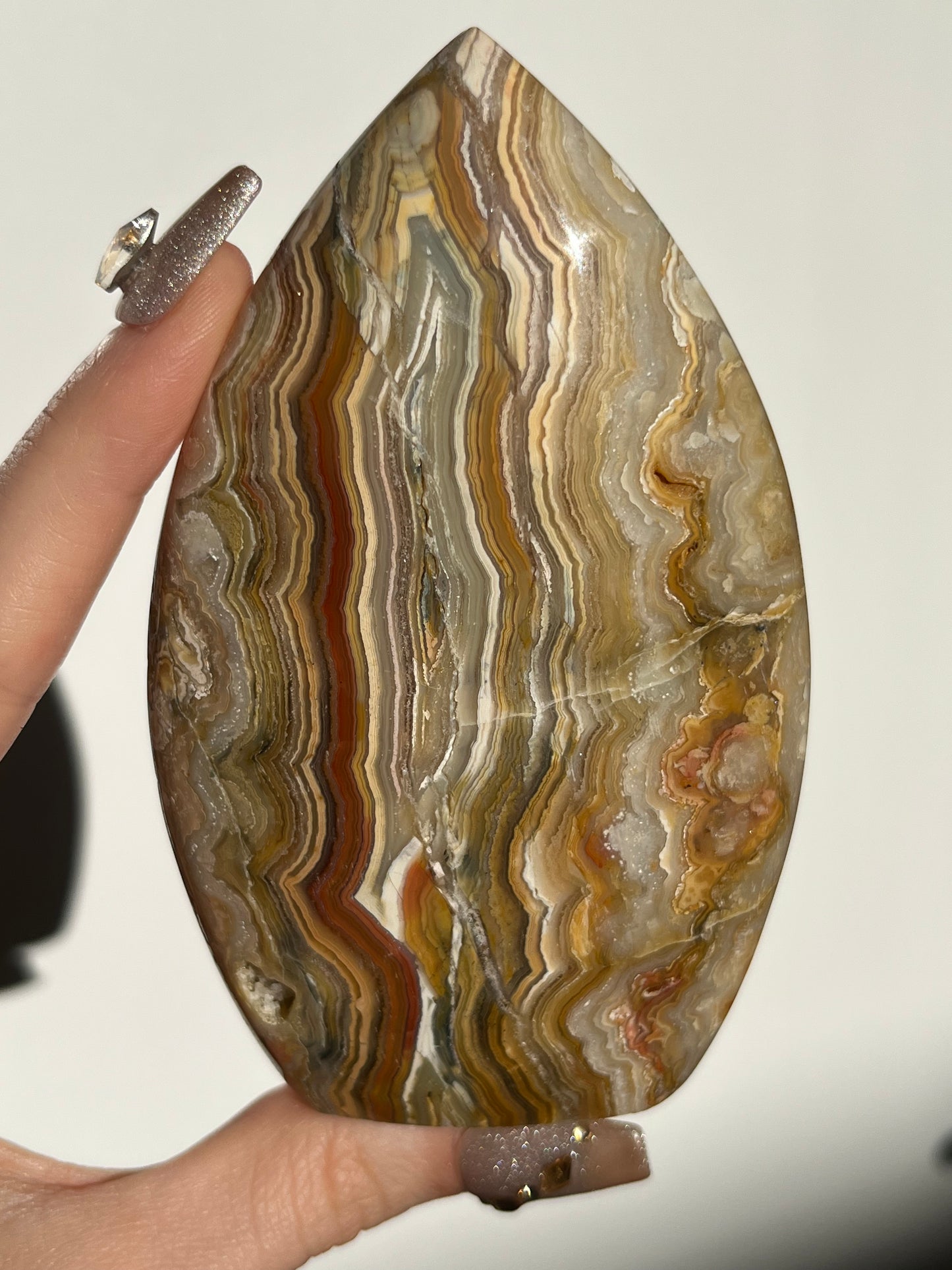 Golden Lace Agate Flame Carving B