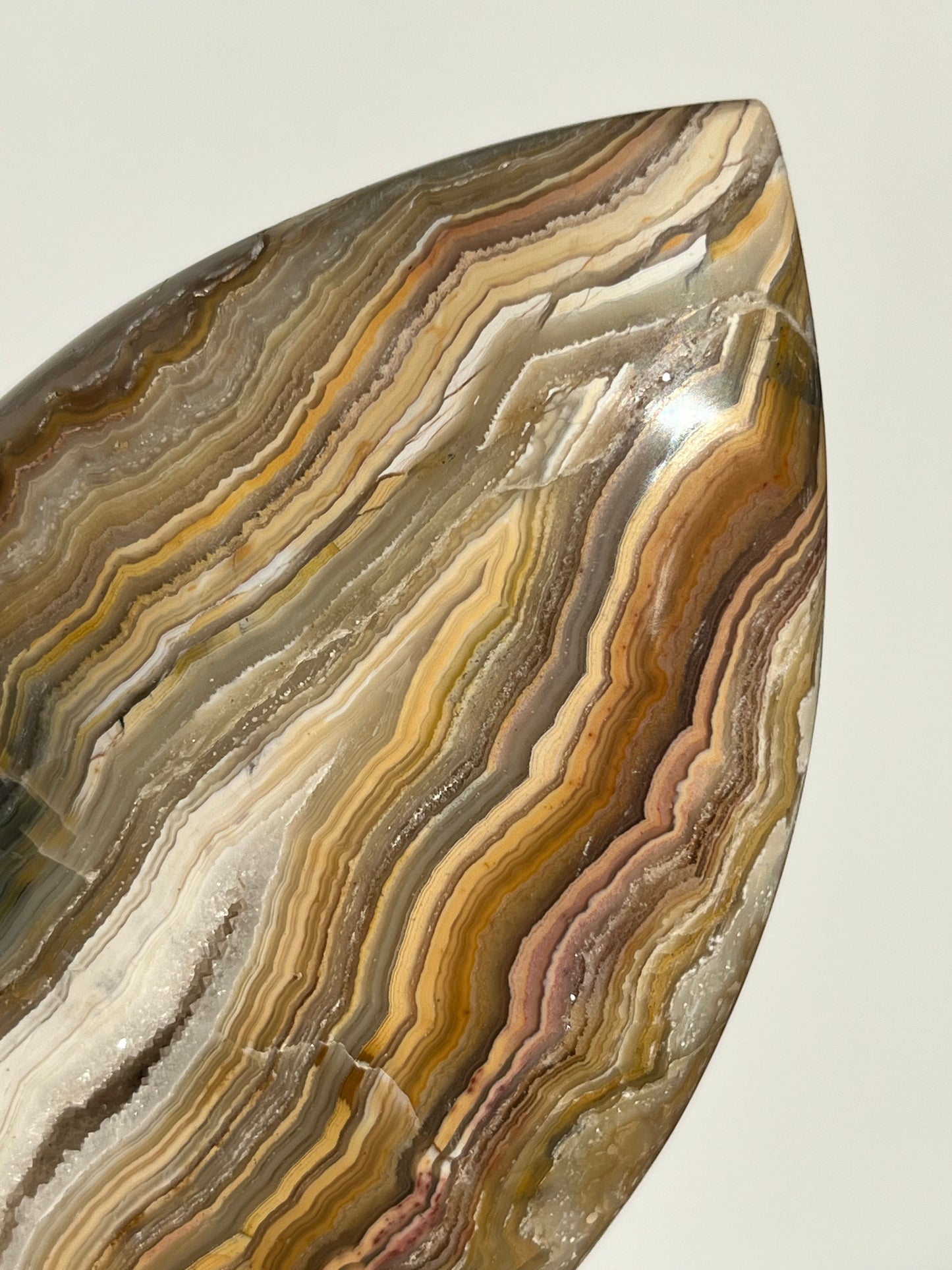 Golden Lace Agate Flame Carving B