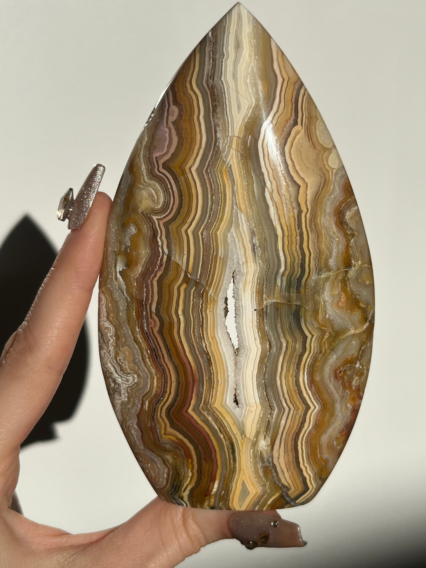 Golden Lace Agate Flame Carving C