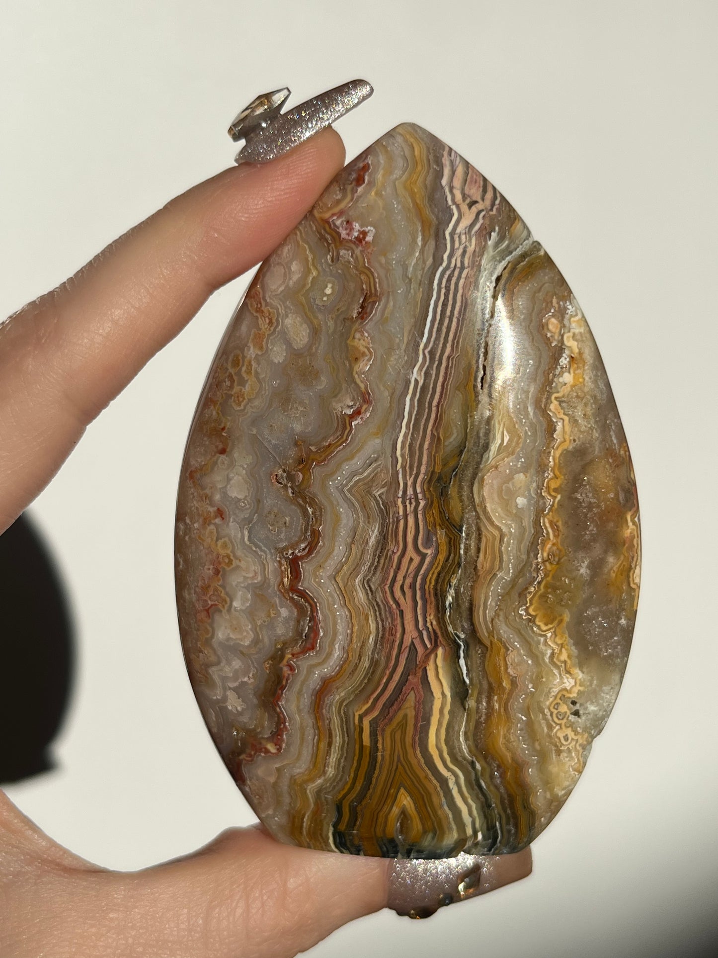 Golden Lace Agate Flame Carving with Parallax Effect F