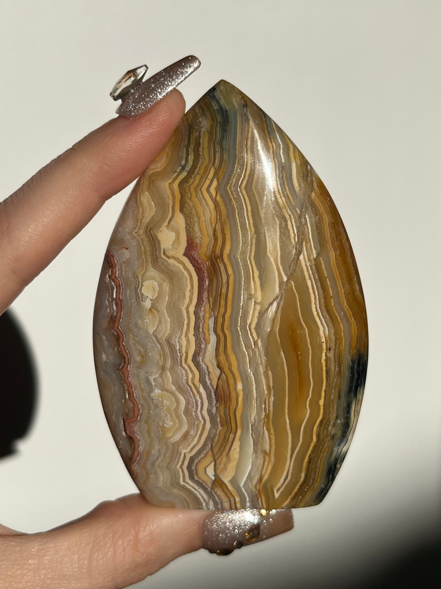 Golden Lace Agate Flame Carving with Parallax Effect H