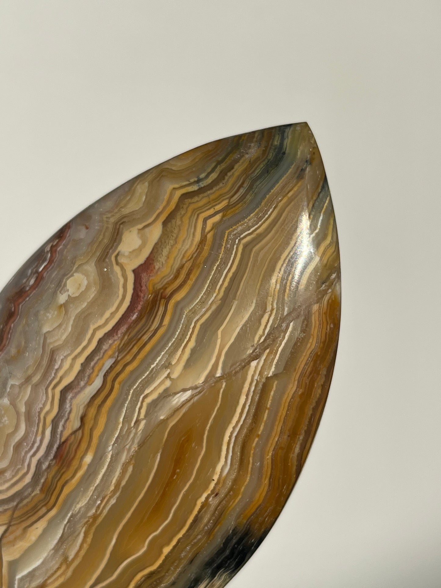 Golden Lace Agate Flame Carving with Parallax Effect H