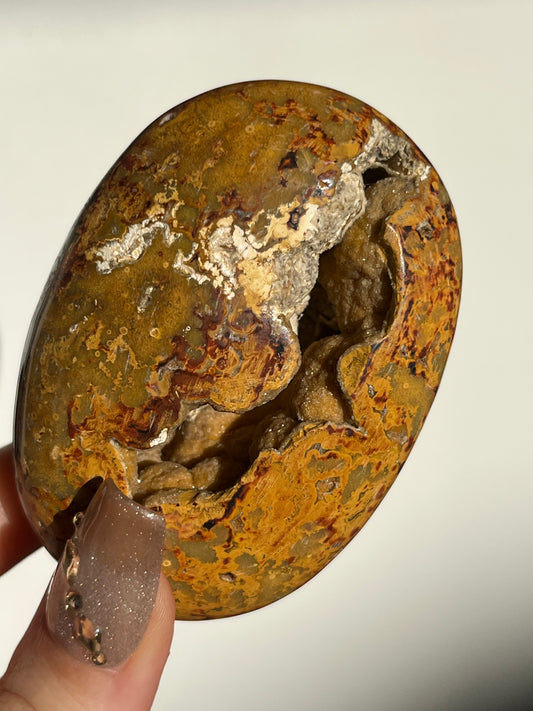 Golden Lace Agate Oval Palmstone E