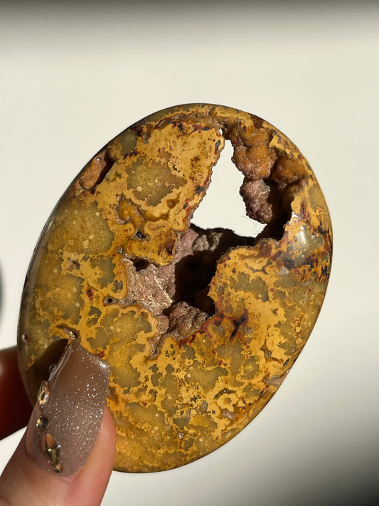 Golden Lace Agate Oval Palmstone G