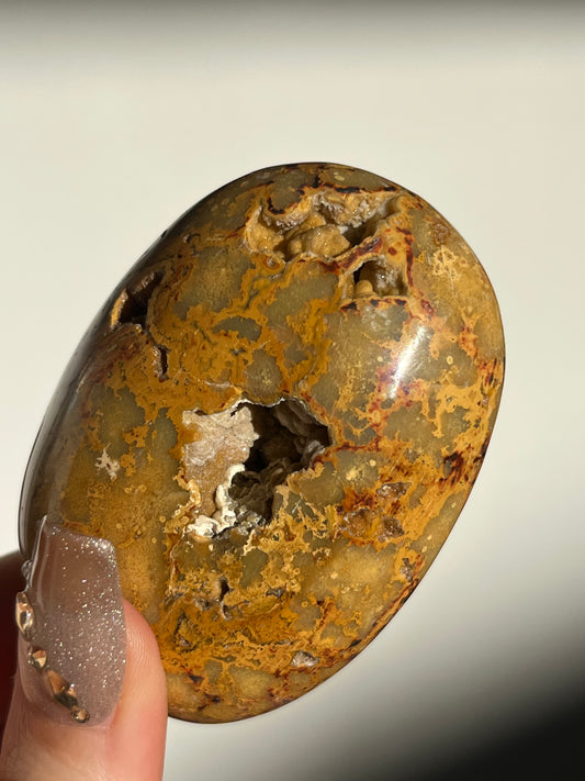 Golden Lace Agate Oval Palmstone H