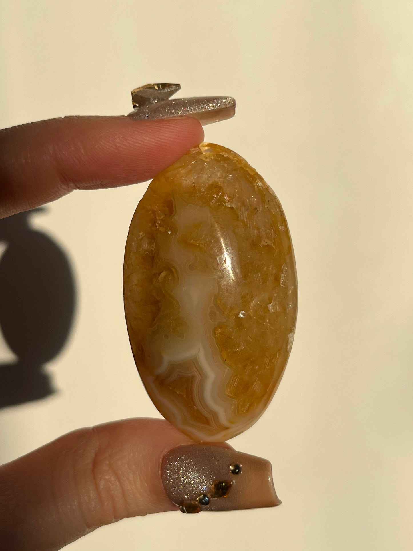 Golden Healer Quartz x Agate Palmstone with Face Agate B