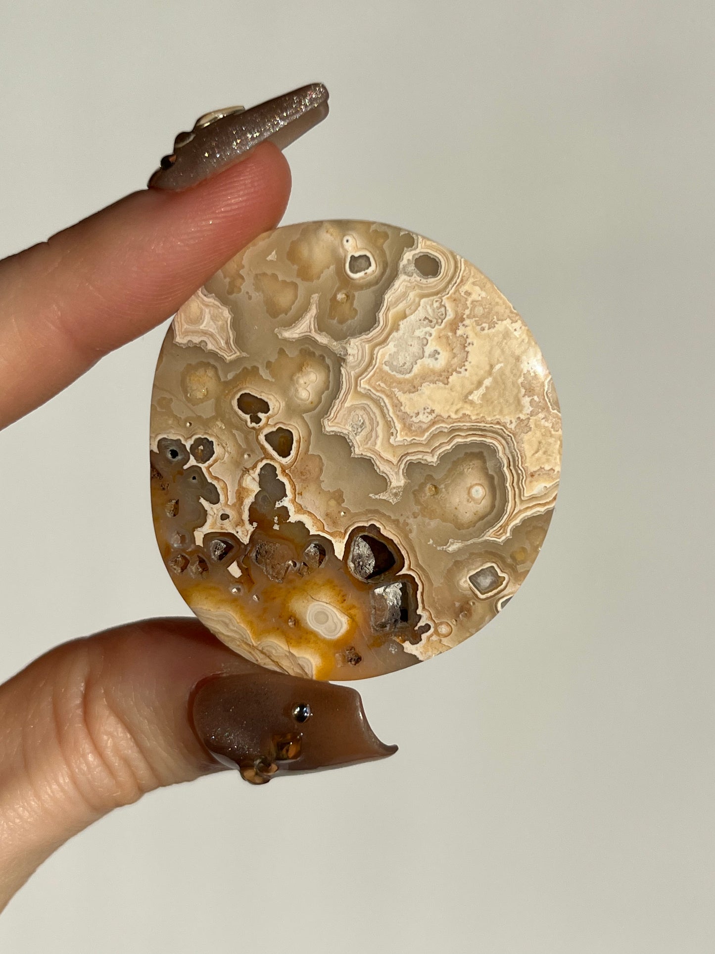Golden Lace Agate Flat Stone D