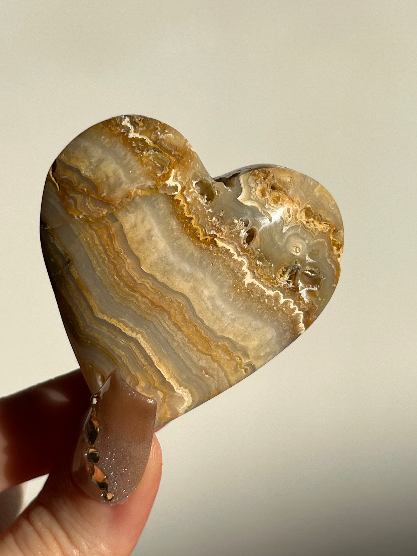 Golden Lace Agate Heart H