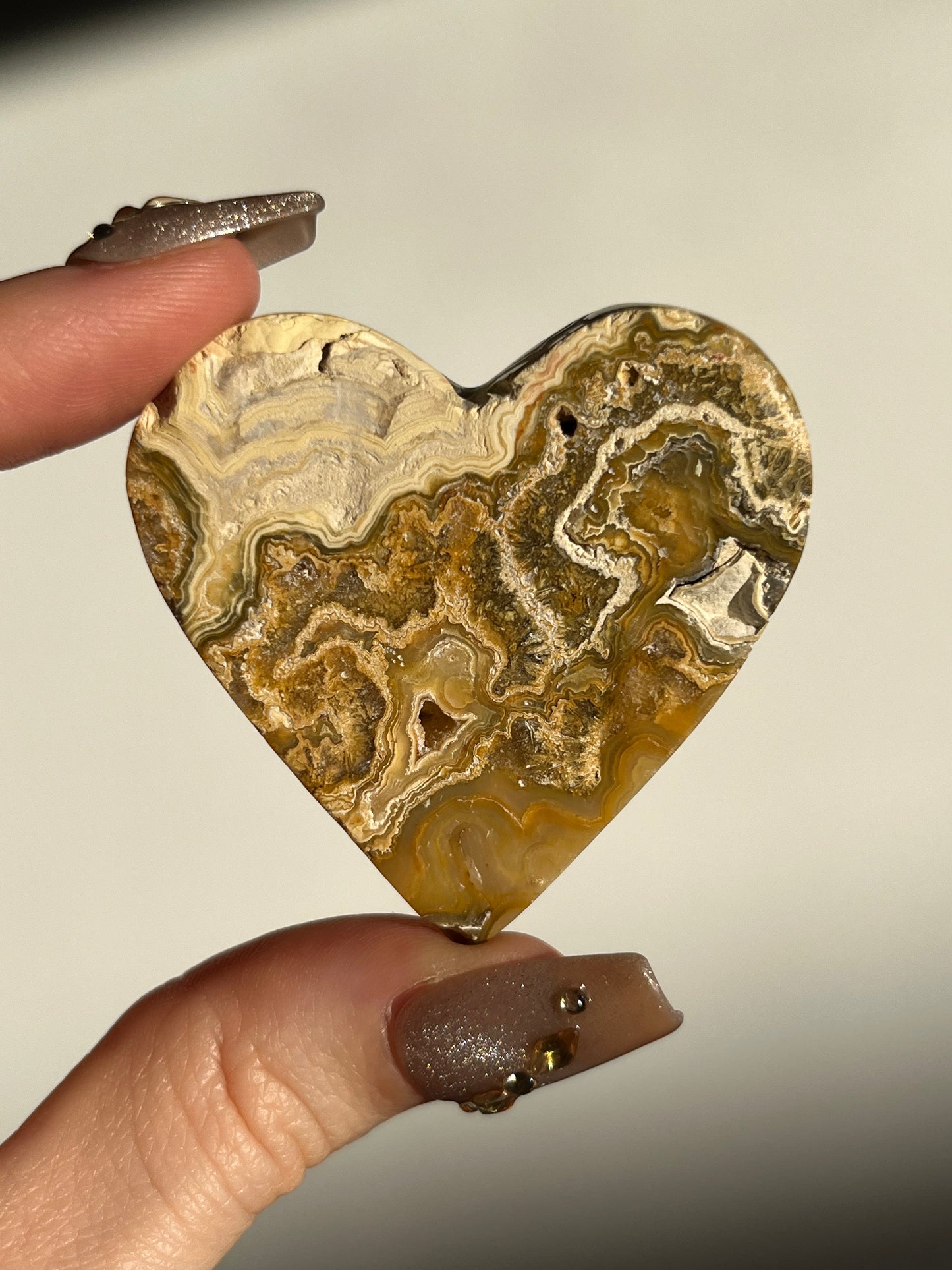 Golden Lace Agate Heart I