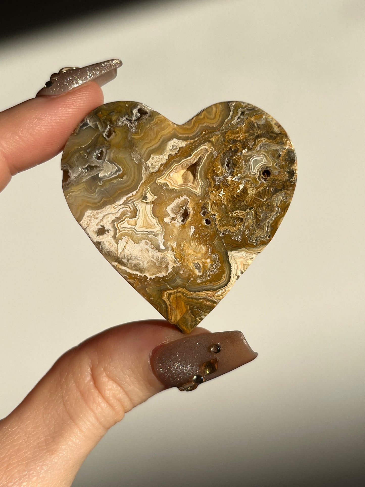 Golden Lace Agate Heart J