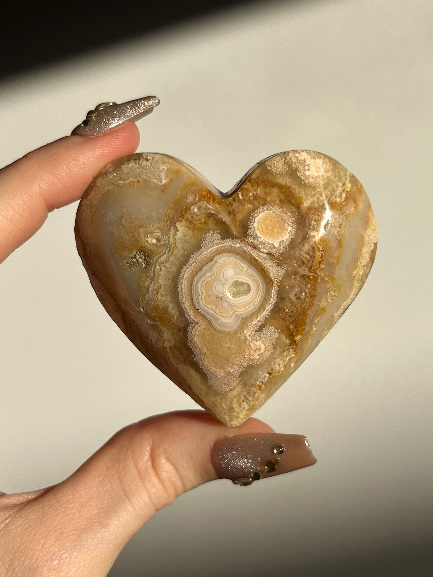 Golden Lace Agate Heart B