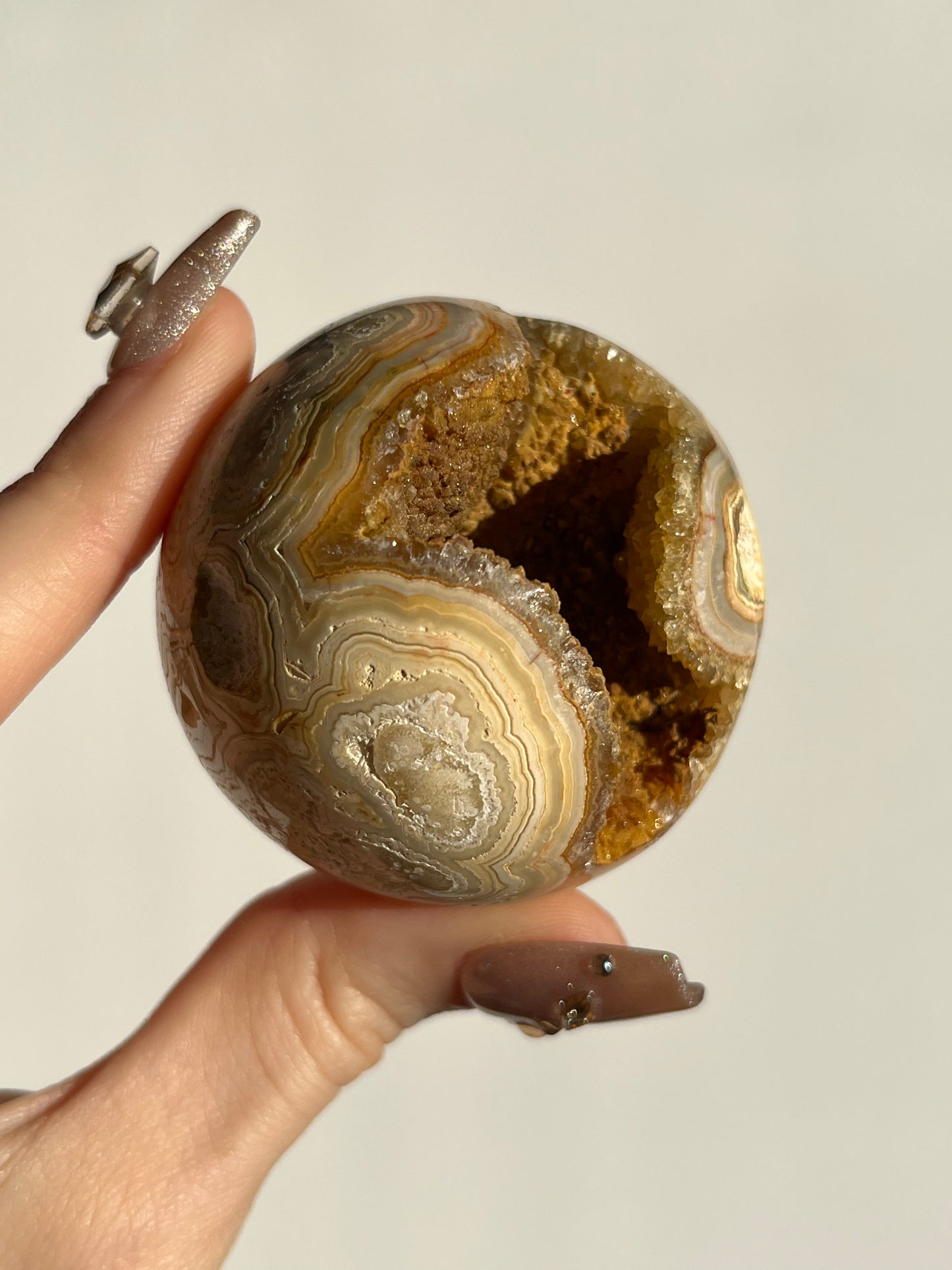 Druzy Golden Lace Agate Sphere H
