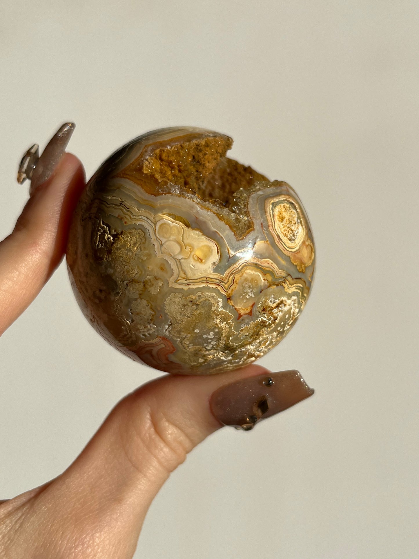 Druzy Golden Lace Agate Sphere H