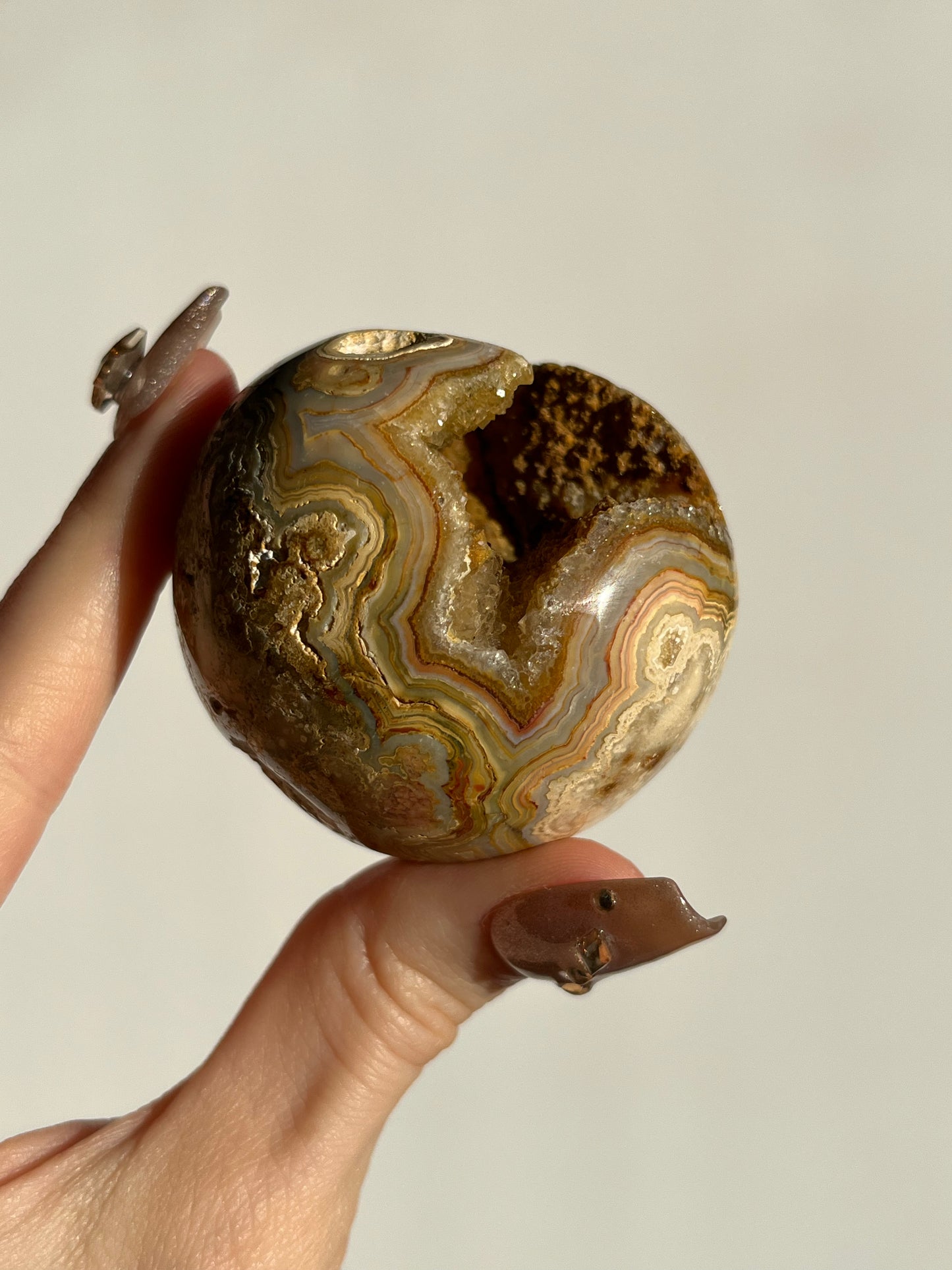 Druzy Golden Lace Agate Sphere H