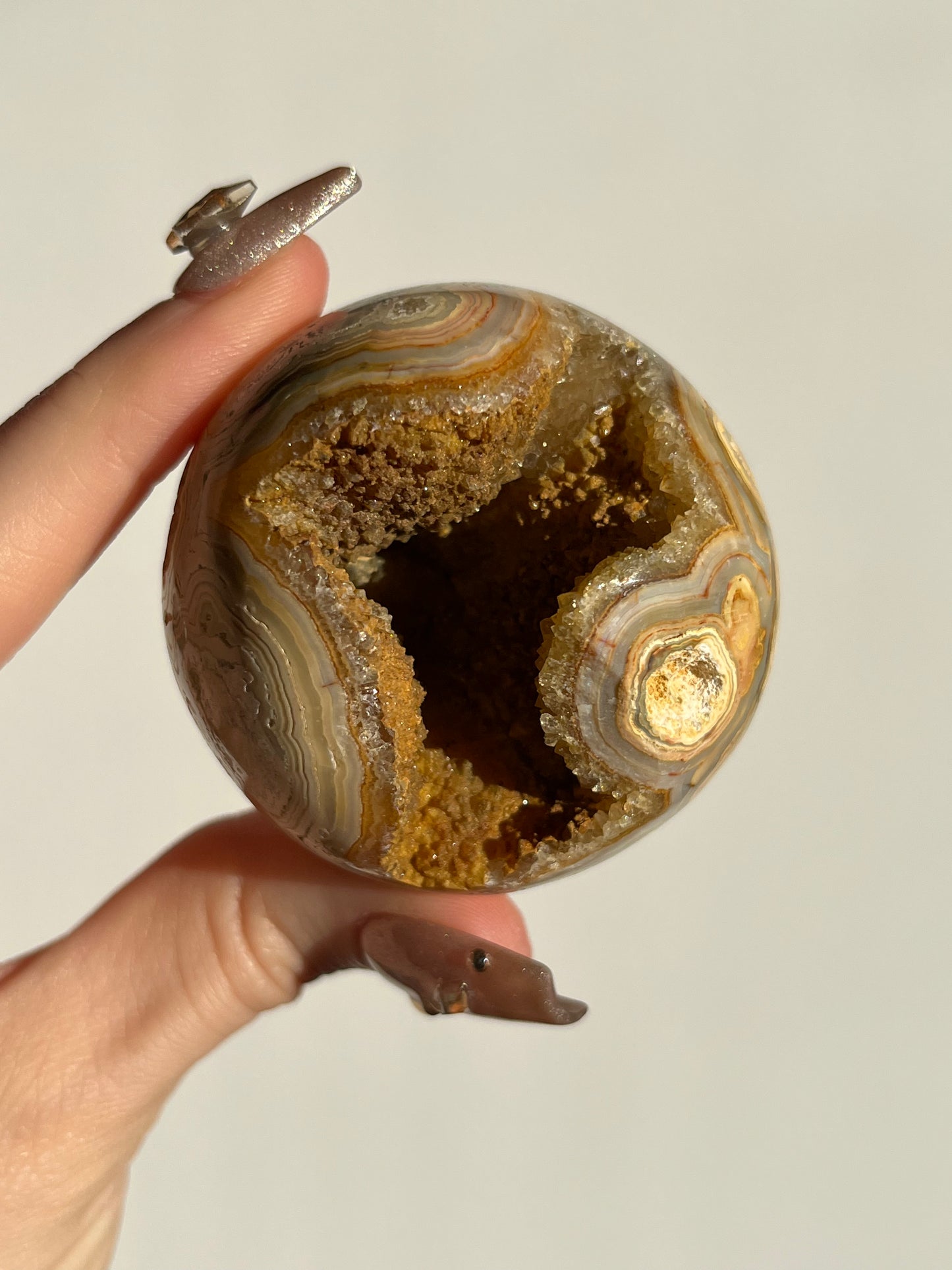 Druzy Golden Lace Agate Sphere H