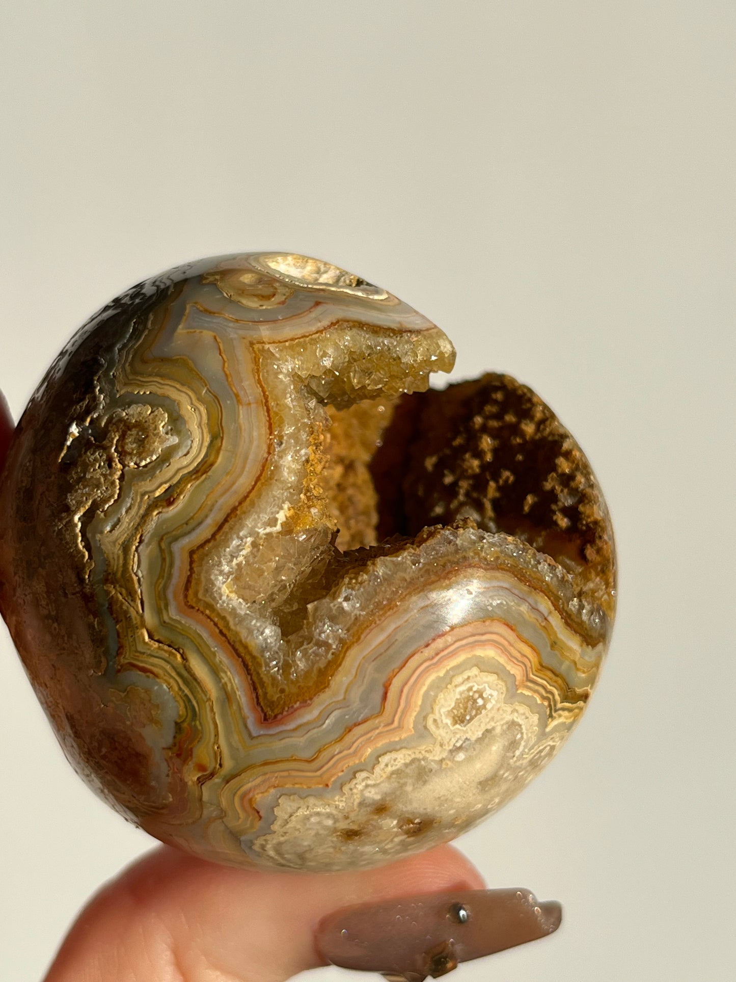 Druzy Golden Lace Agate Sphere H