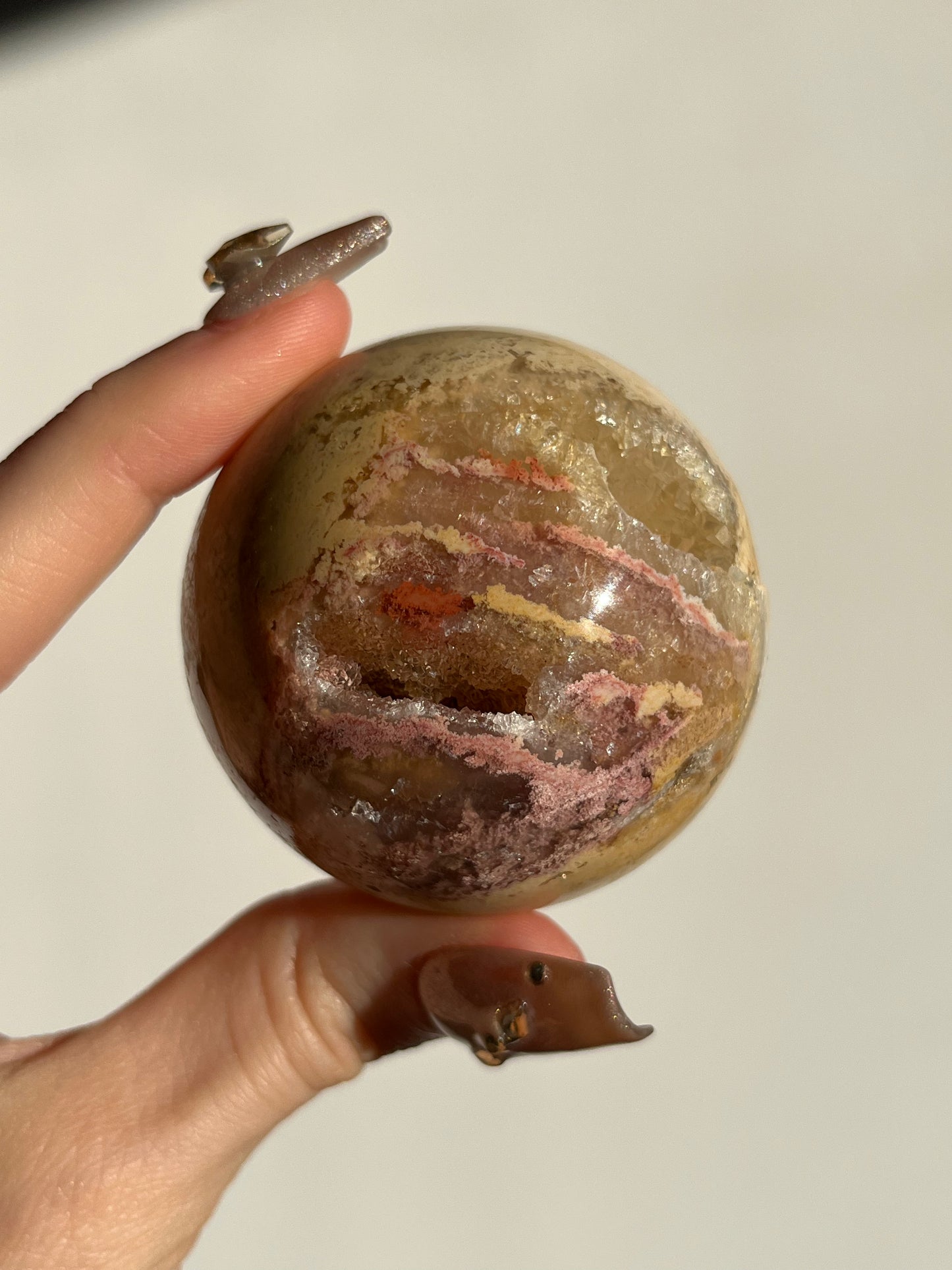 Druzy Pink Golden Lace Agate Sphere I