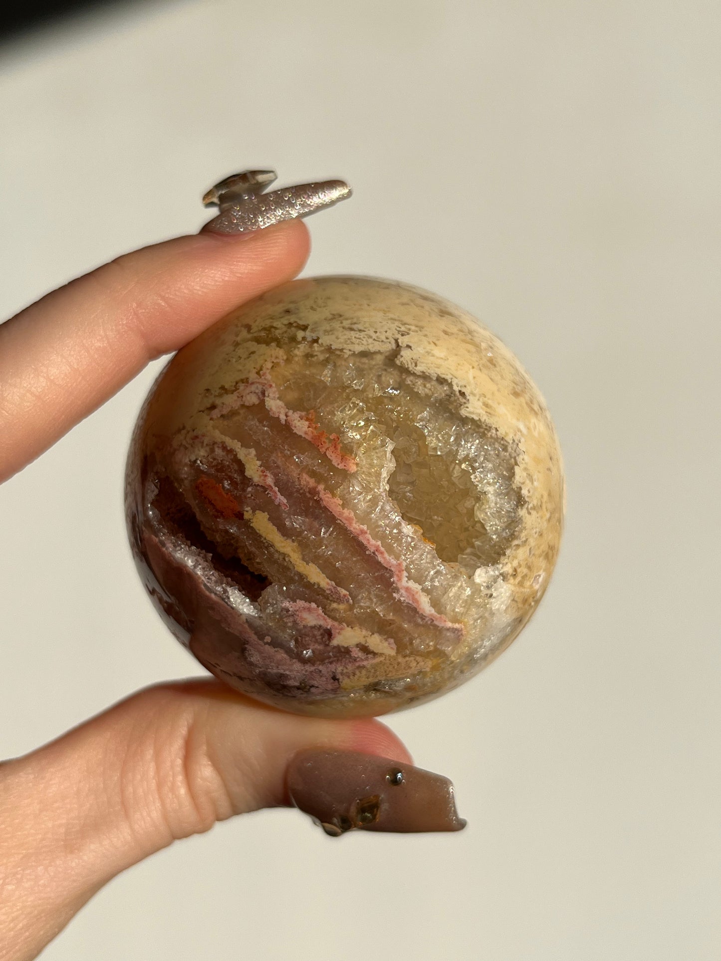Druzy Pink Golden Lace Agate Sphere I