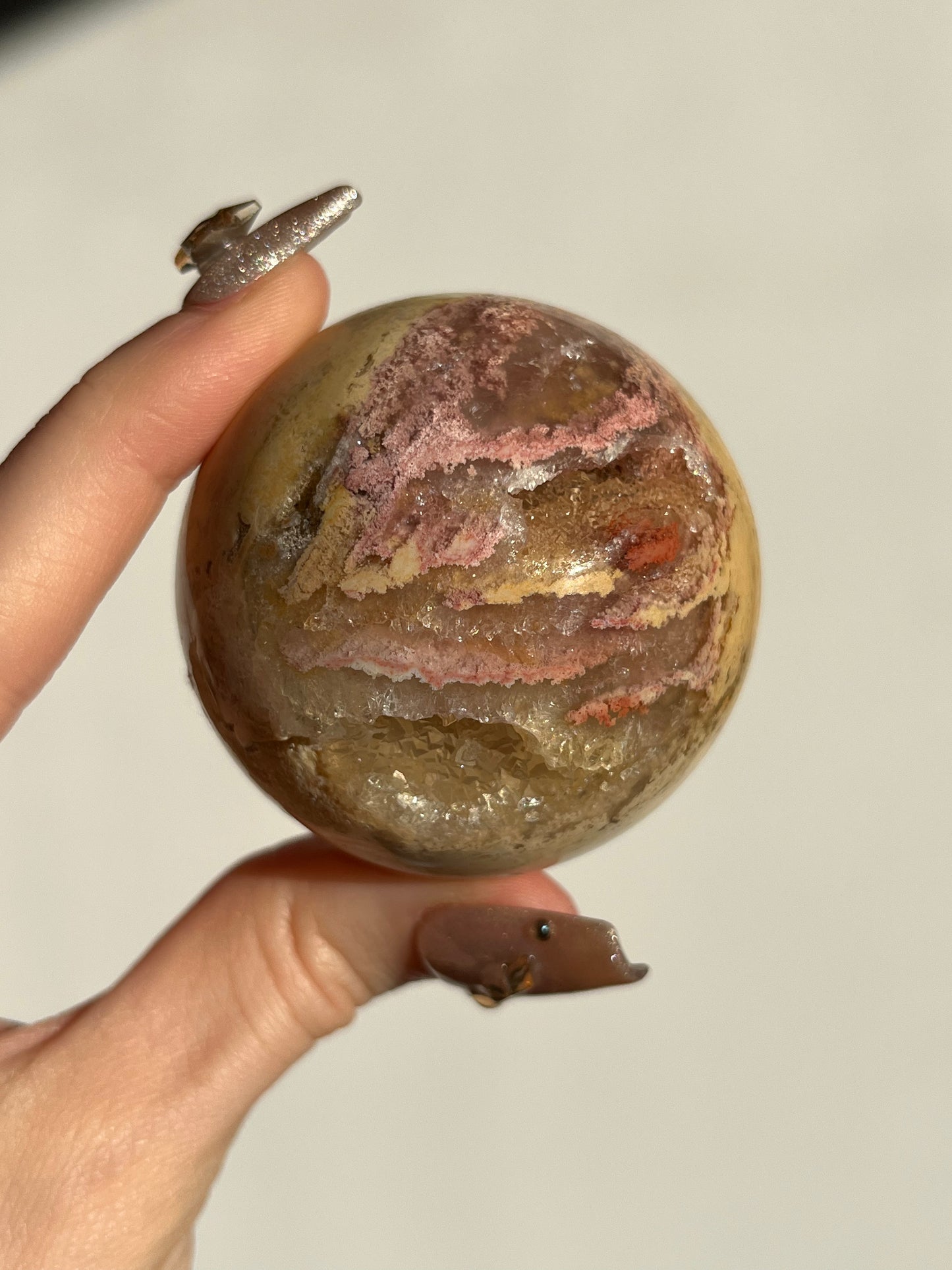 Druzy Pink Golden Lace Agate Sphere I
