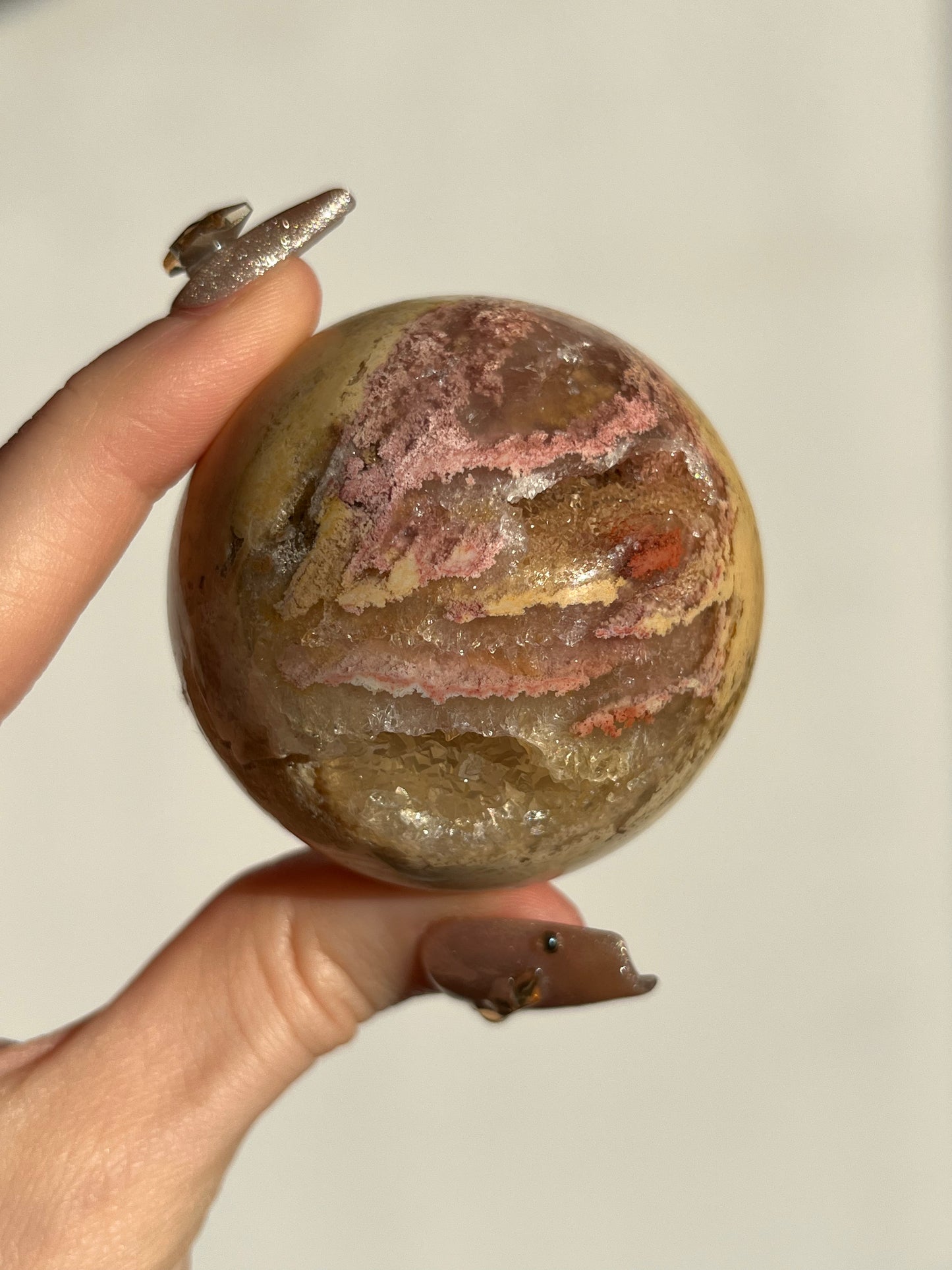 Druzy Pink Golden Lace Agate Sphere I