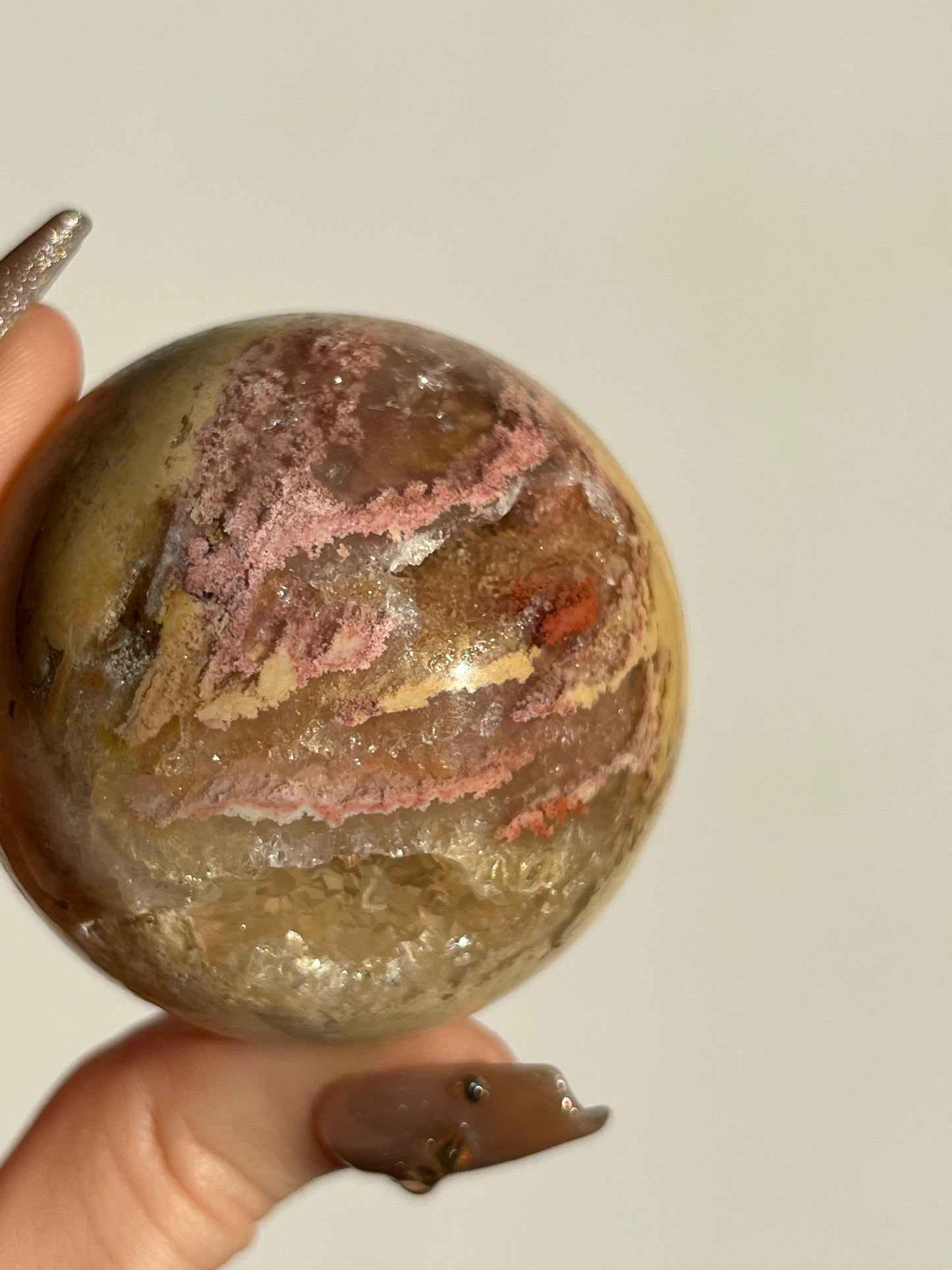 Druzy Pink Golden Lace Agate Sphere I
