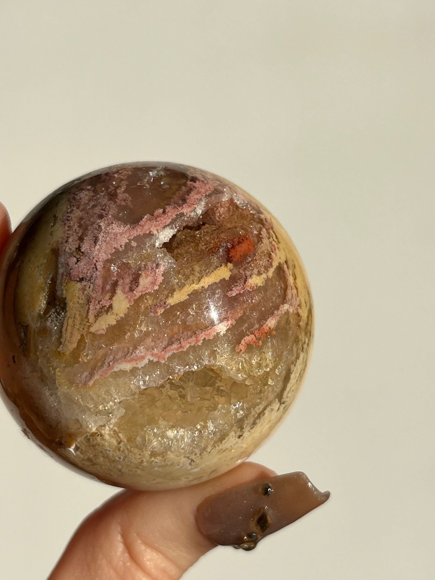 Druzy Pink Golden Lace Agate Sphere I