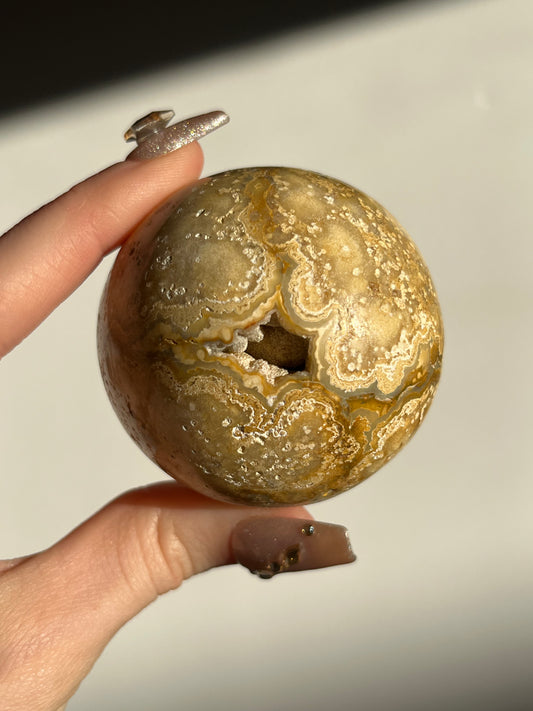 Druzy Golden Lace Agate Sphere J