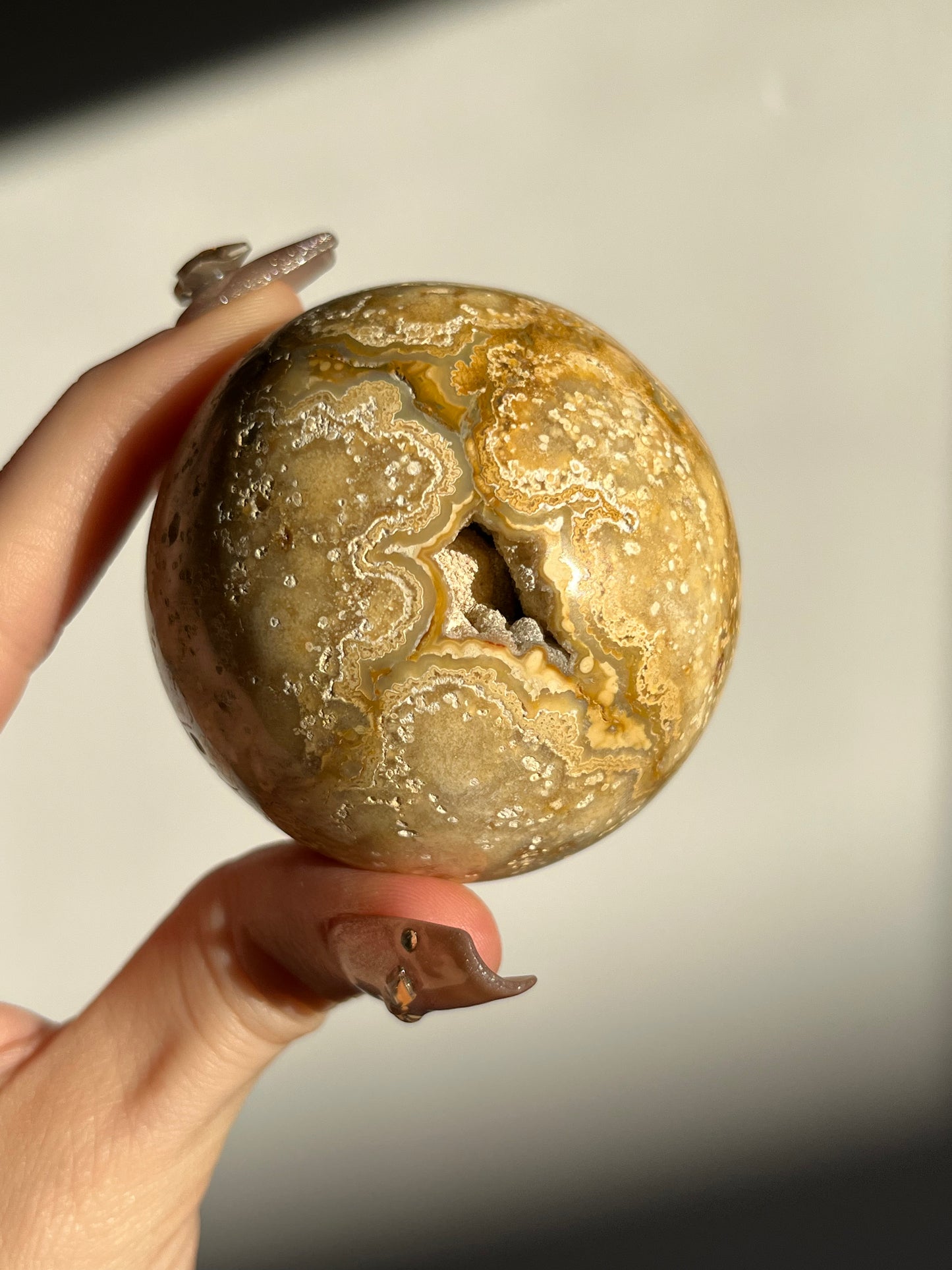 Druzy Golden Lace Agate Sphere J