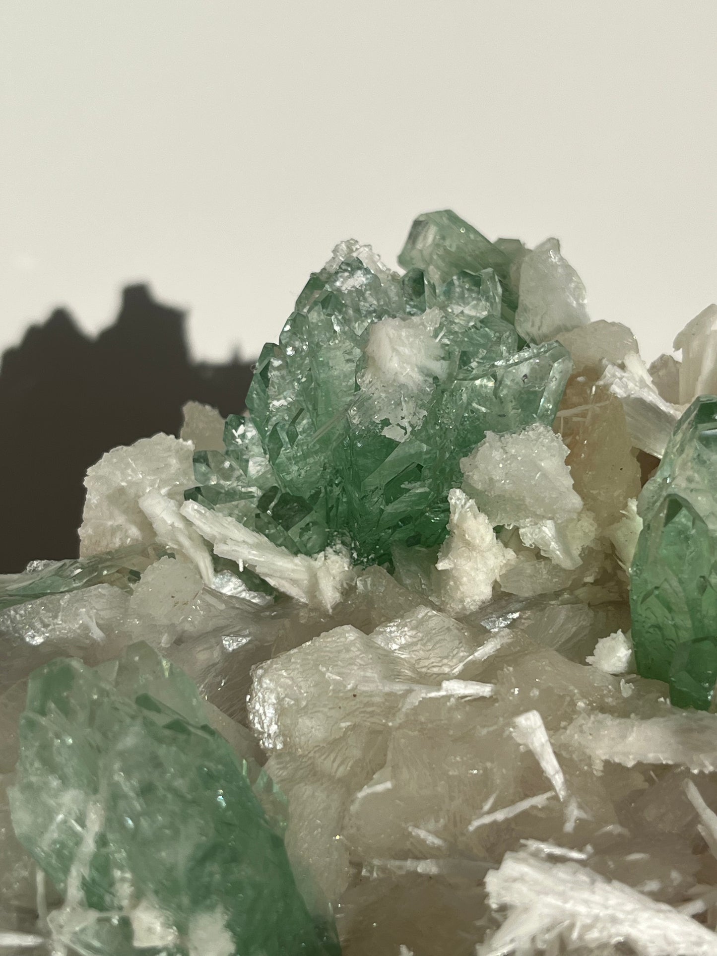 Pointed Fluorapophyllite with Stilbite, Calcite and Scolecite Specimen A