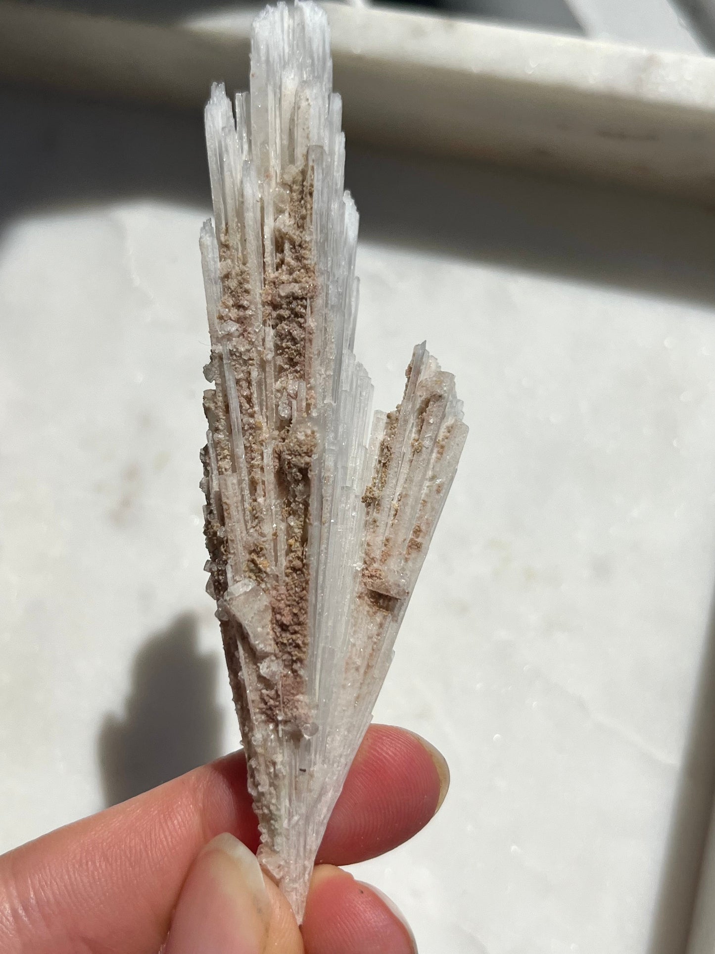 Scolecite Spray w/Calcite Cube