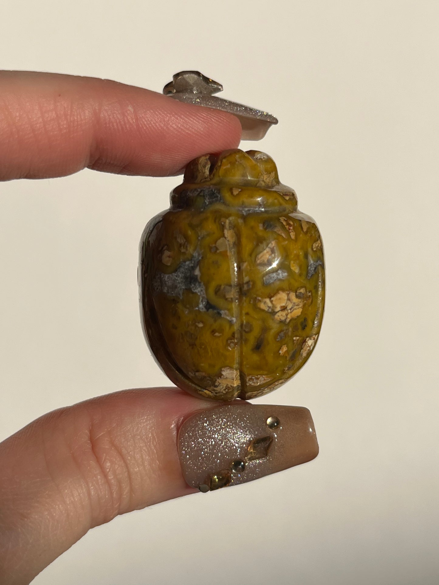 Indonesian Cotton Candy Agate Beetle Carving (You Choose)