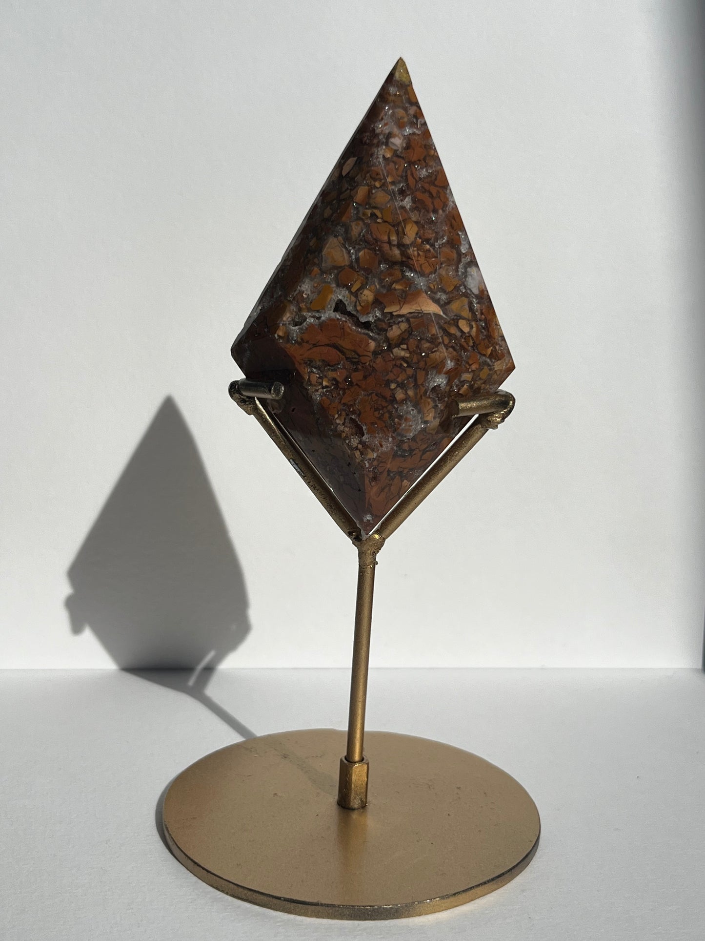 Indonesian Cotton Candy Agate Diamond Carving on Stand C