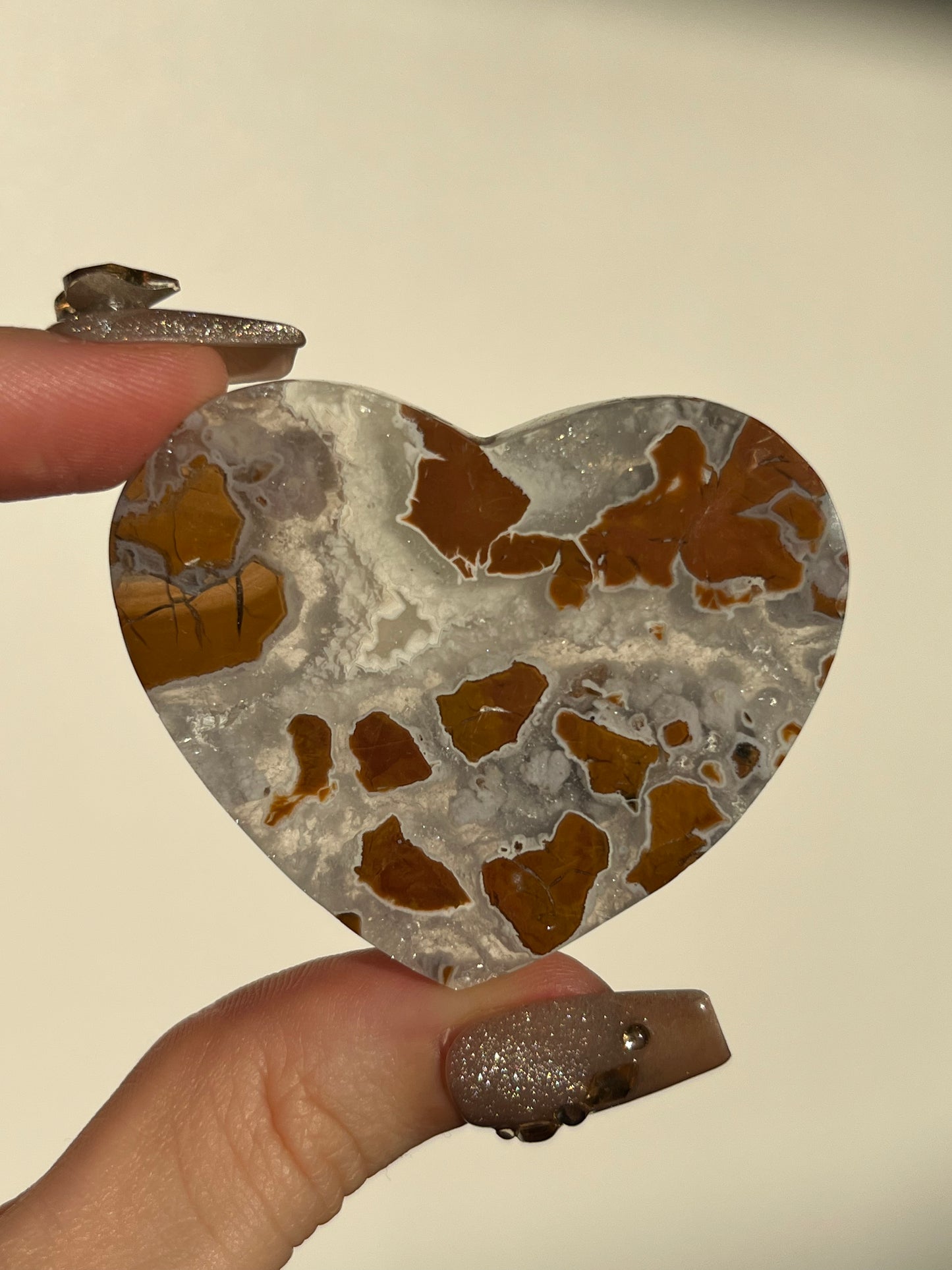 Indonesian Cotton Candy Agate and Quartz Heart B