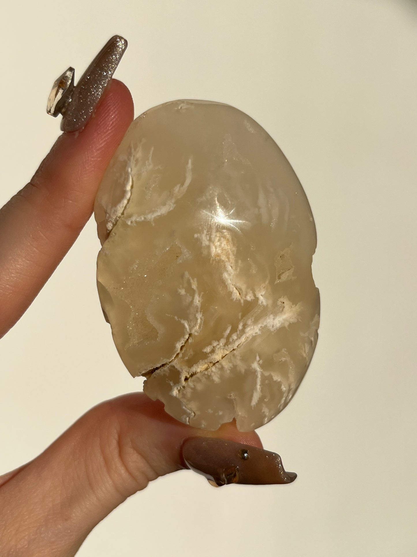 Druzy Flower Agate Palmstone #C