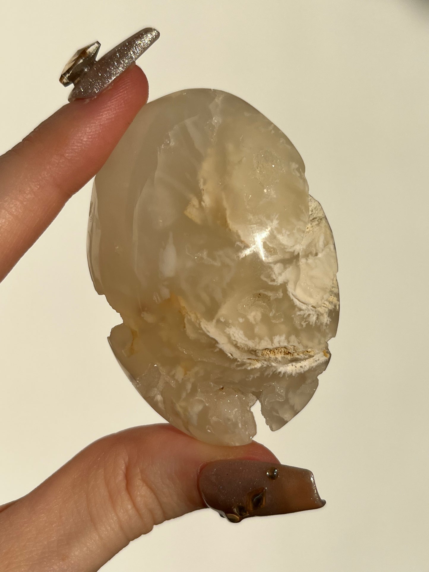 Druzy Flower Agate Palmstone #C