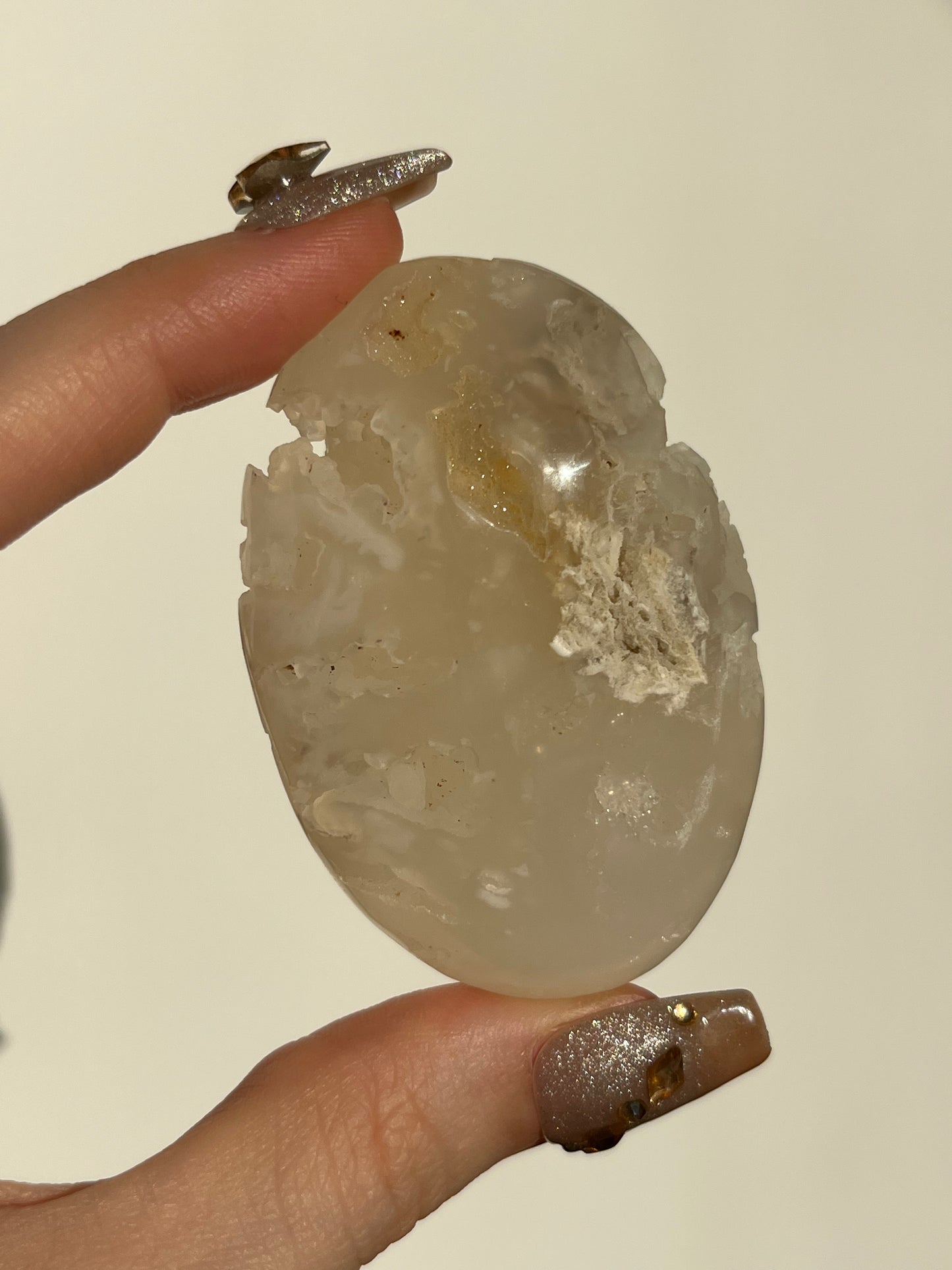 Druzy Flower Agate Palmstone #D