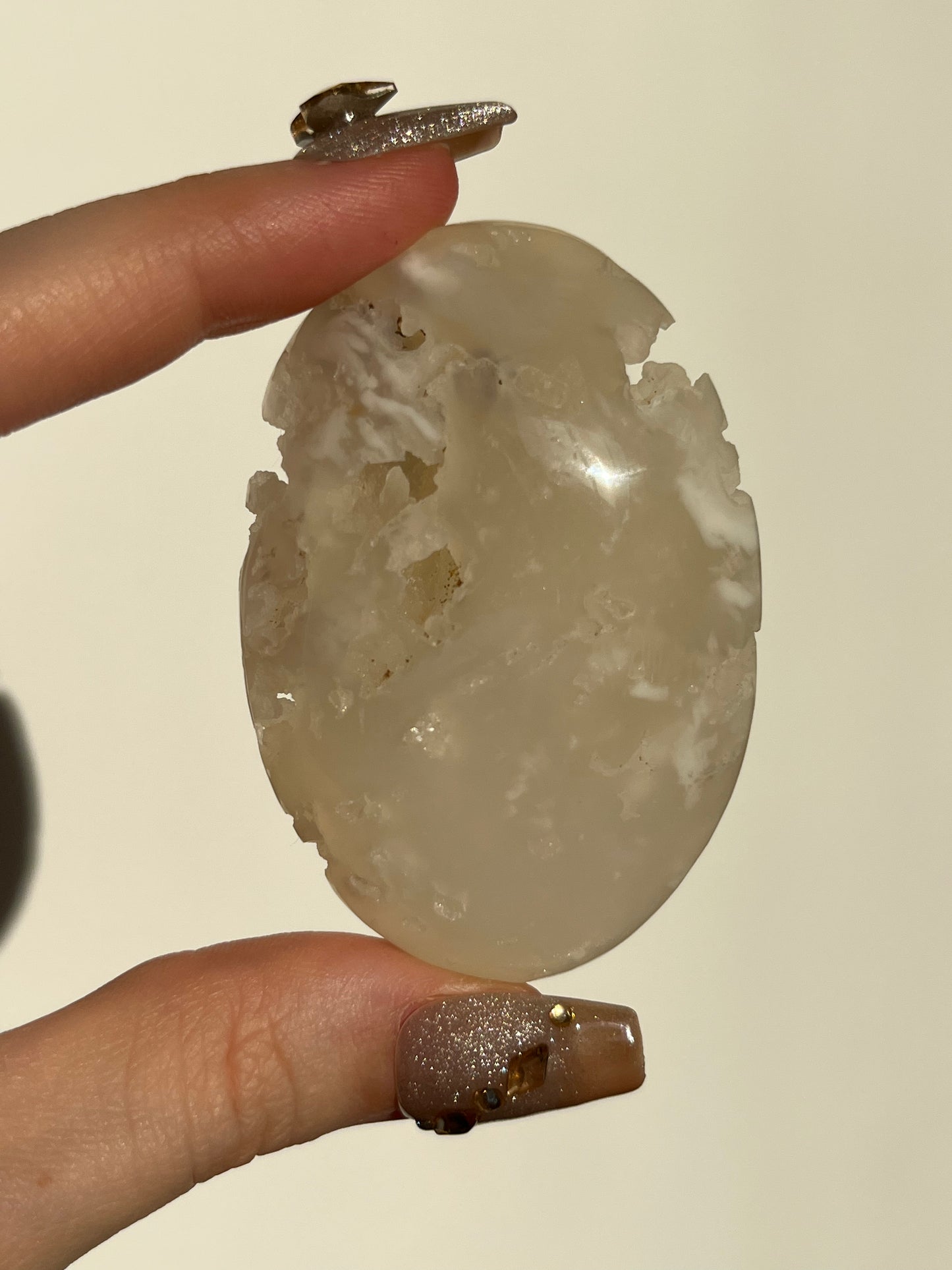 Druzy Flower Agate Palmstone #D