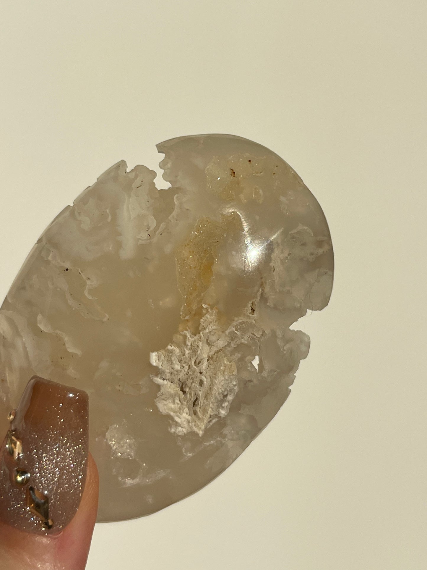 Druzy Flower Agate Palmstone #D